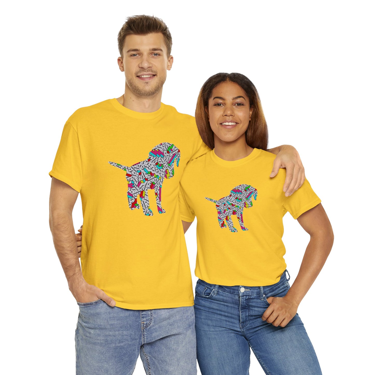 Retro Neon Labrador Retriever Puppy Unisex Cotton Tee