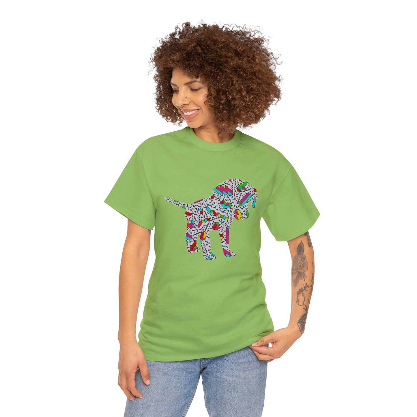Retro Neon Labrador Retriever Puppy Unisex Cotton Tee
