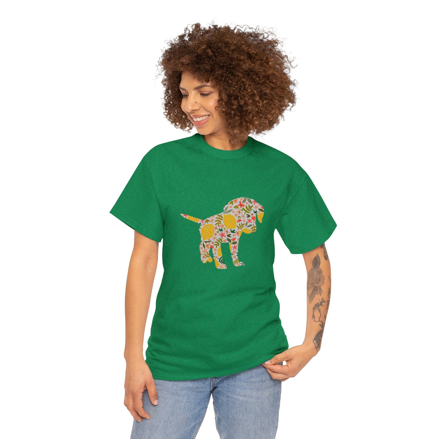 Floral Labrador Retriever Puppy Unisex Cotton Tee