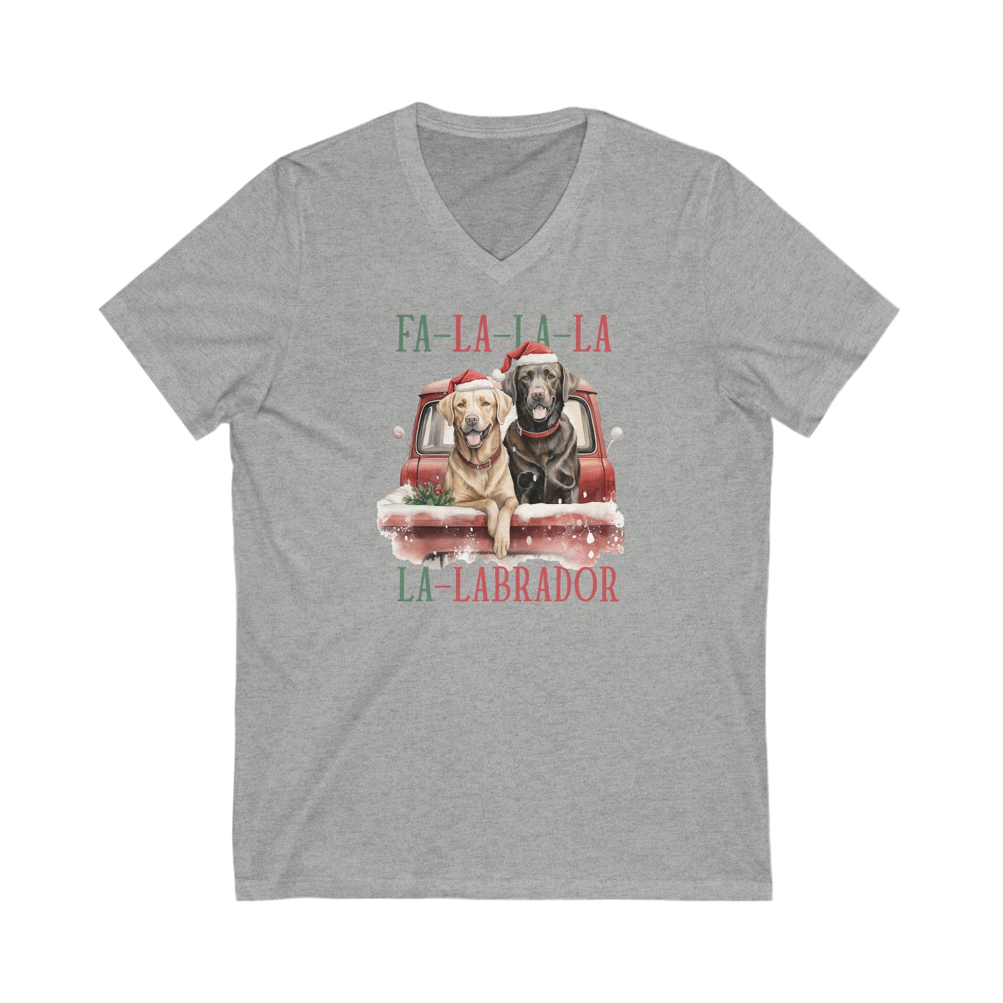 Fa-La-La-La-La-Labrador Holiday Unisex Jersey Short Sleeve V-Neck Tee