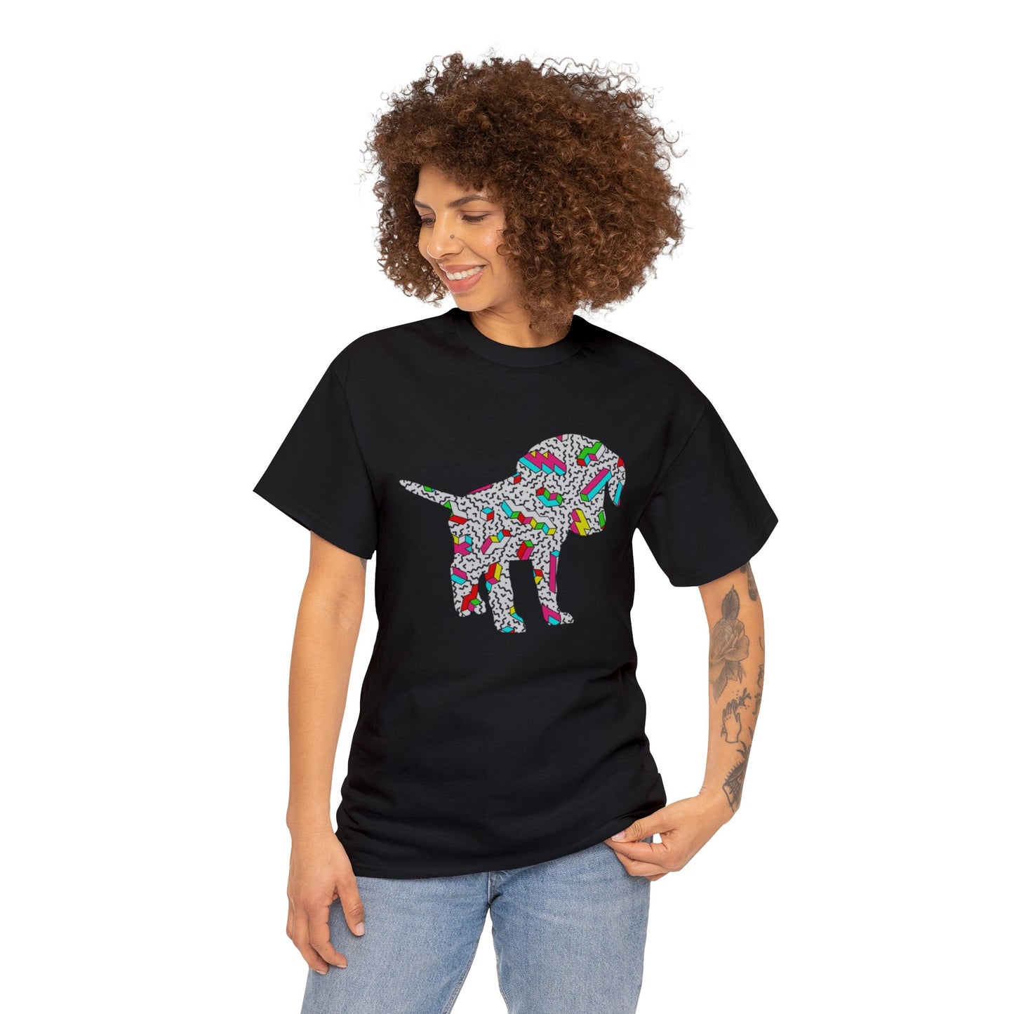 Retro Neon Labrador Retriever Puppy Unisex Cotton Tee