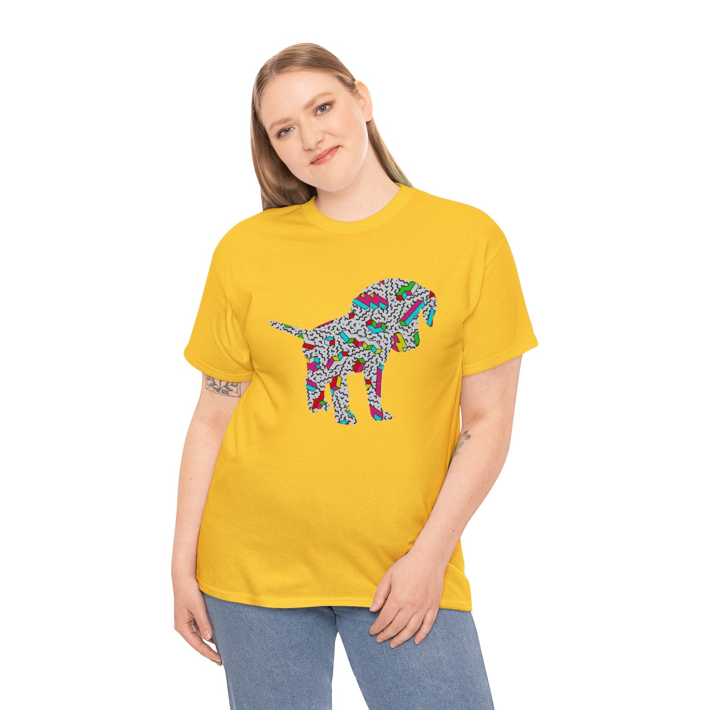 Retro Neon Labrador Retriever Puppy Unisex Cotton Tee