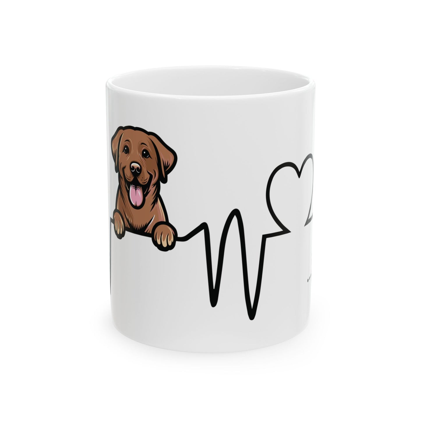 Chocolate Labrador Retriever Forever Heartbeat Ceramic Mug, 11 and 15 oz