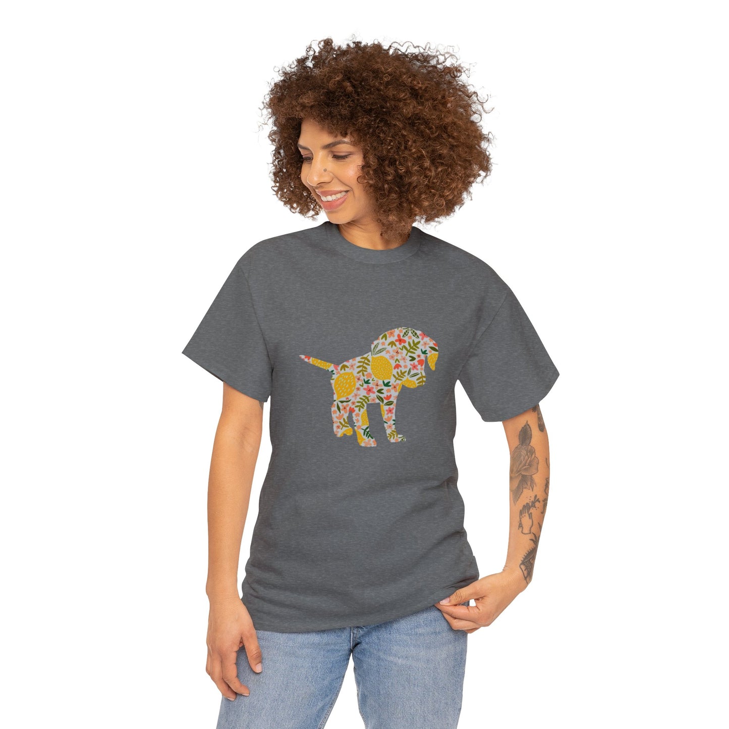 Floral Labrador Retriever Puppy Unisex Cotton Tee