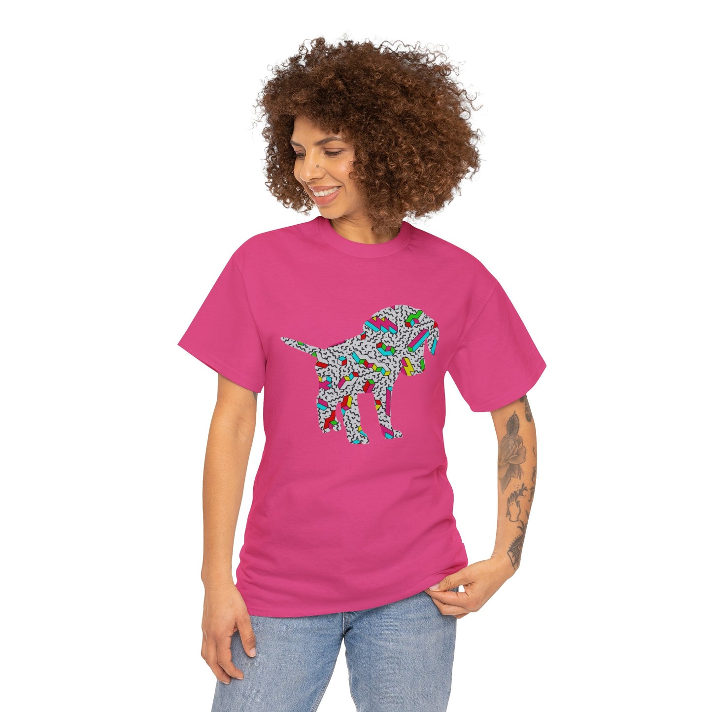 Retro Neon Labrador Retriever Puppy Unisex Cotton Tee