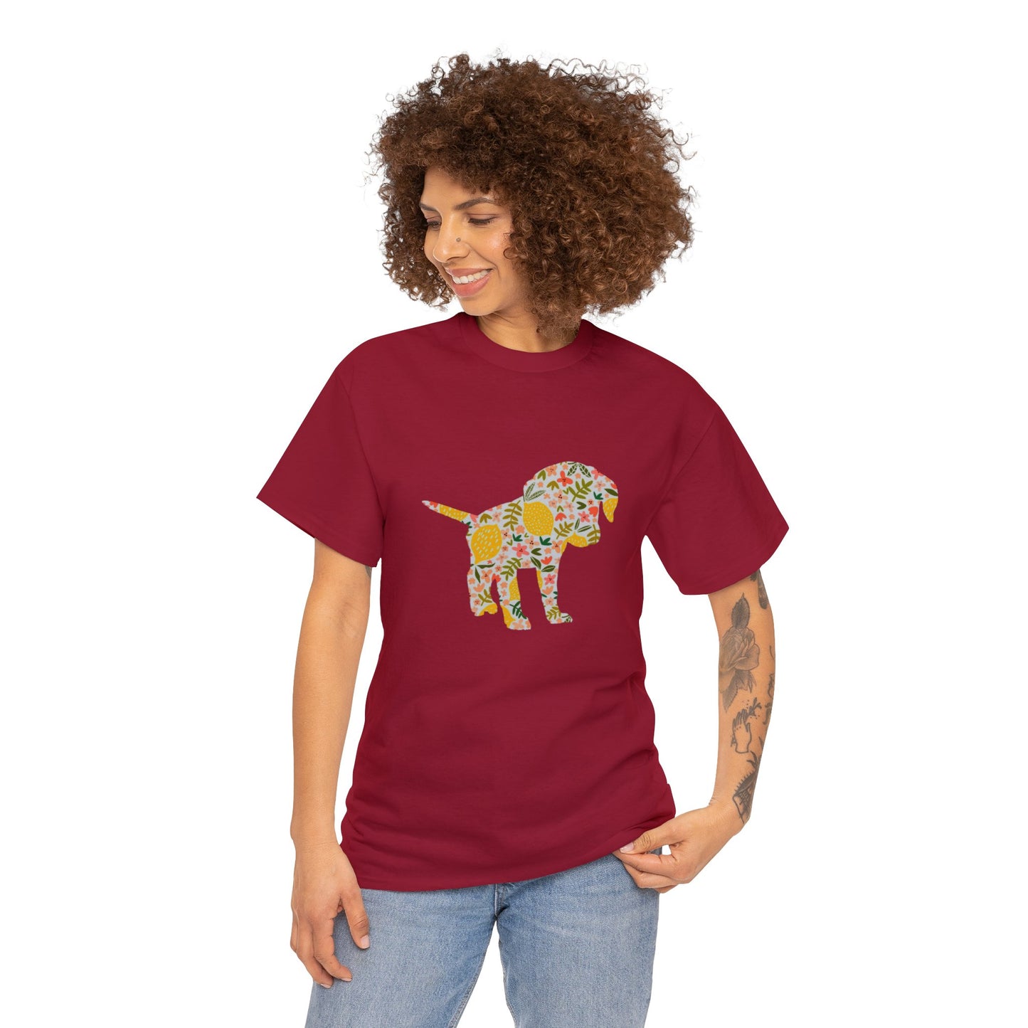 Floral Labrador Retriever Puppy Unisex Cotton Tee
