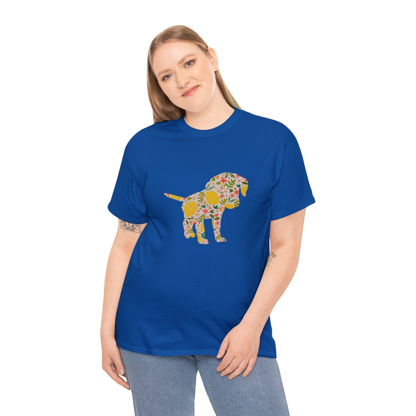 Floral Labrador Retriever Puppy Unisex Cotton Tee