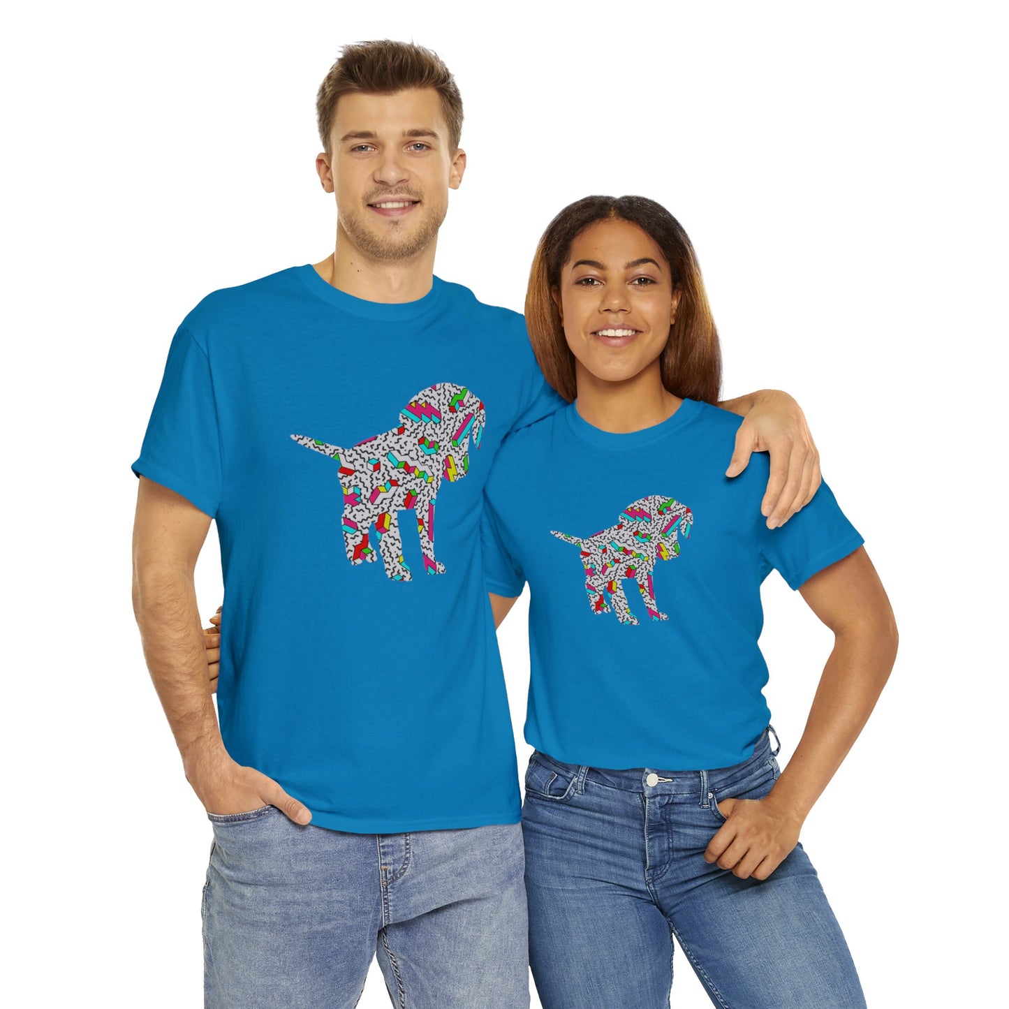 Retro Neon Labrador Retriever Puppy Unisex Cotton Tee