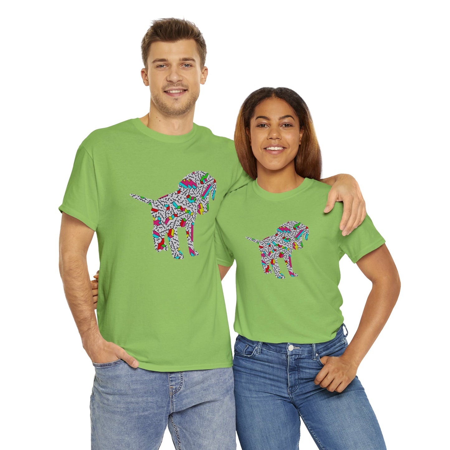 Retro Neon Labrador Retriever Puppy Unisex Cotton Tee