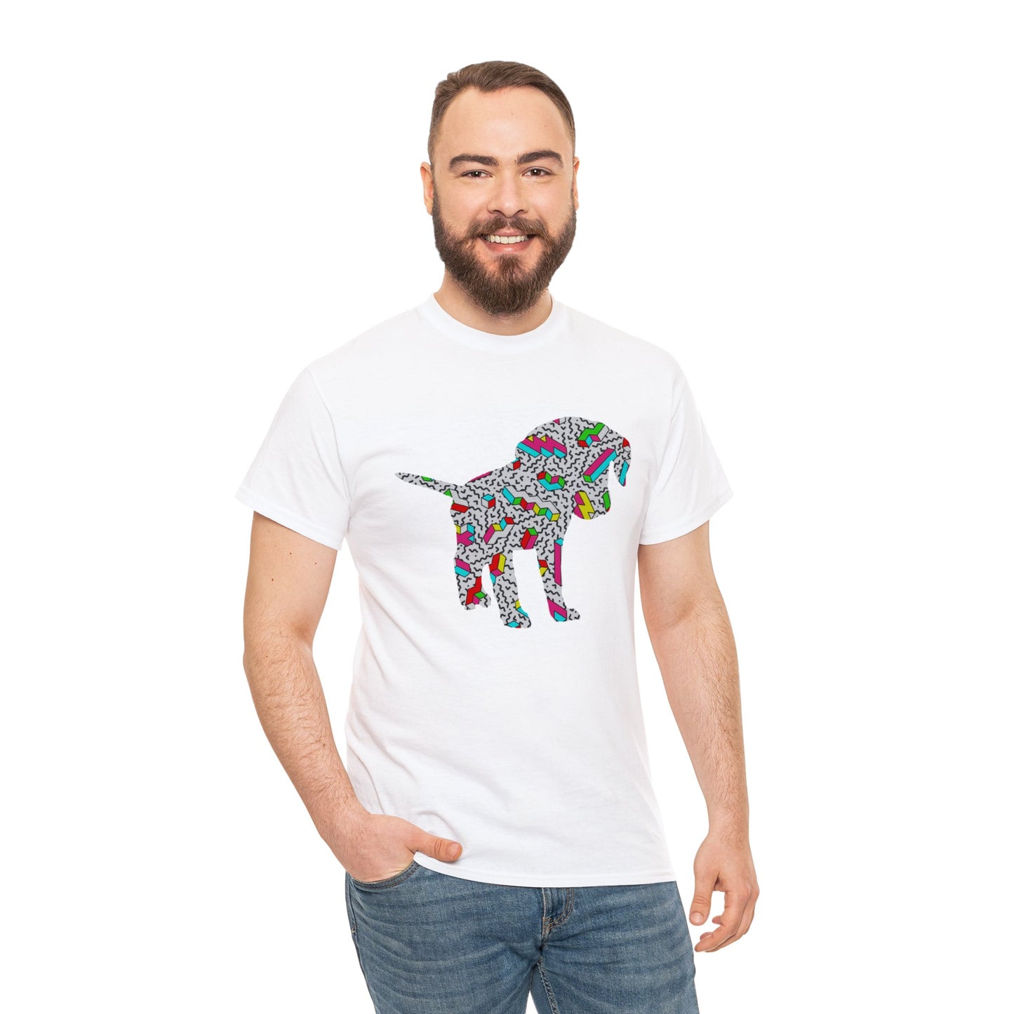 Retro Neon Labrador Retriever Puppy Unisex Cotton Tee