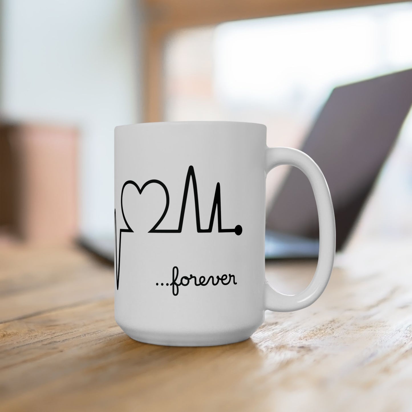 Chocolate Labrador Retriever Forever Heartbeat Ceramic Mug, 11 and 15 oz