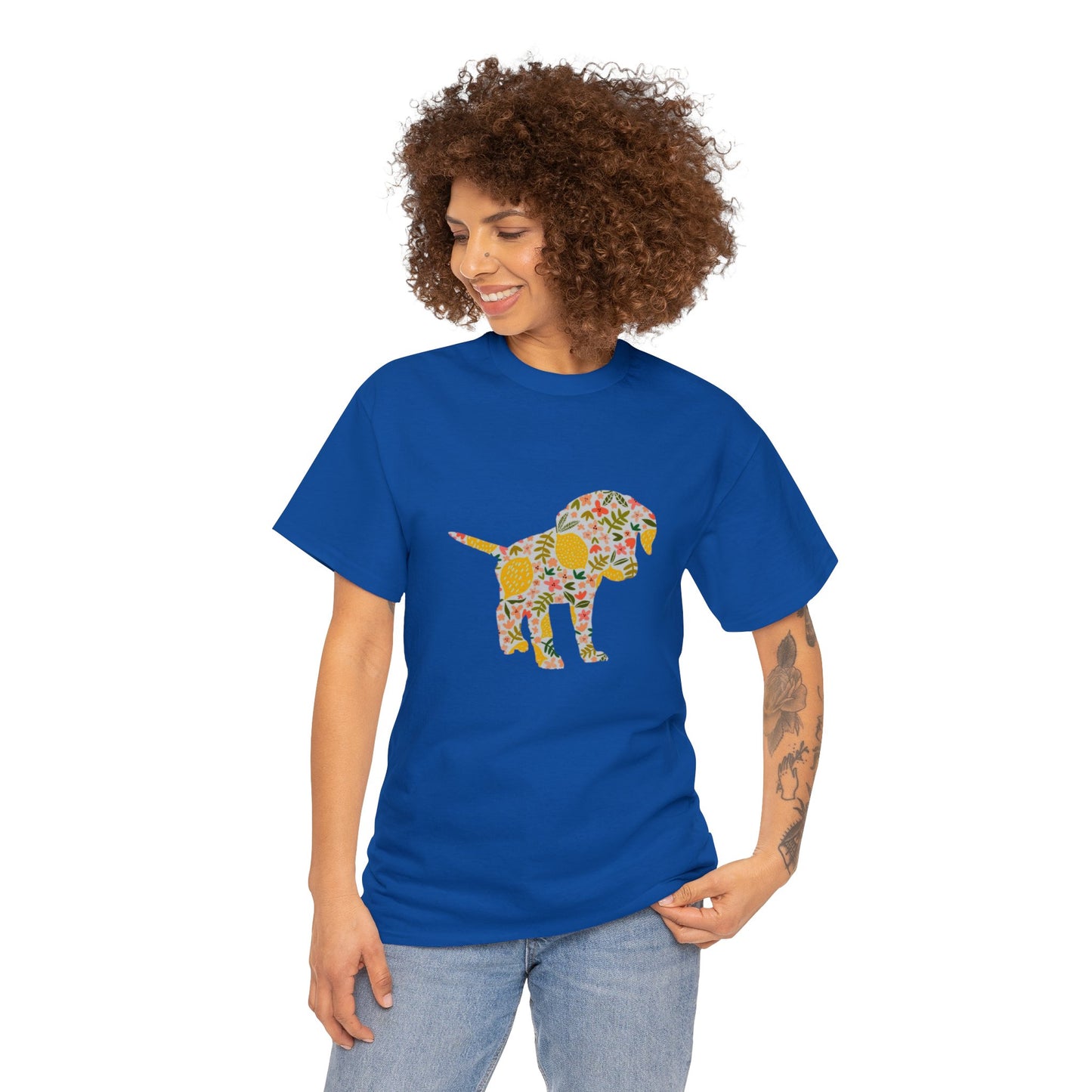 Floral Labrador Retriever Puppy Unisex Cotton Tee