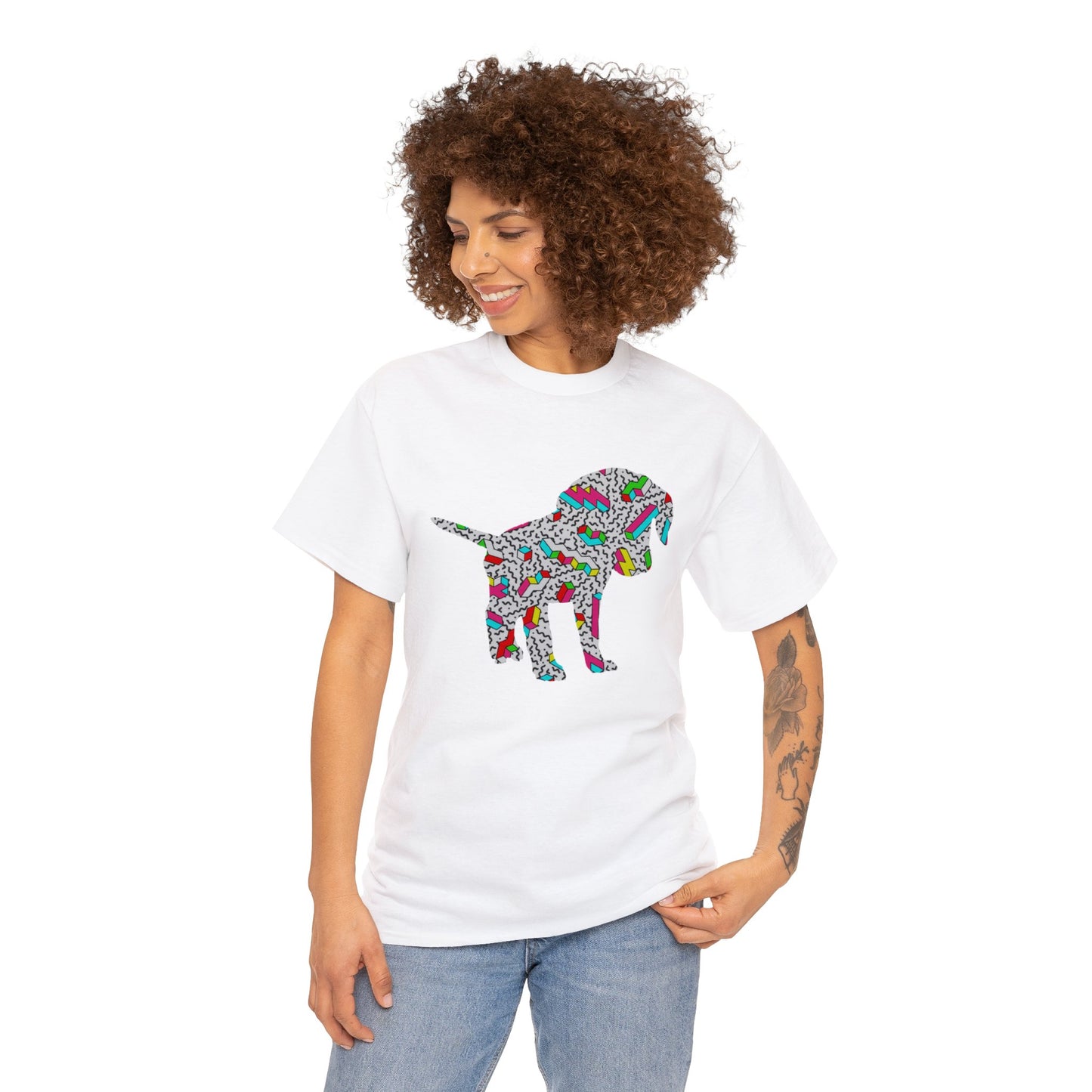 Retro Neon Labrador Retriever Puppy Unisex Cotton Tee