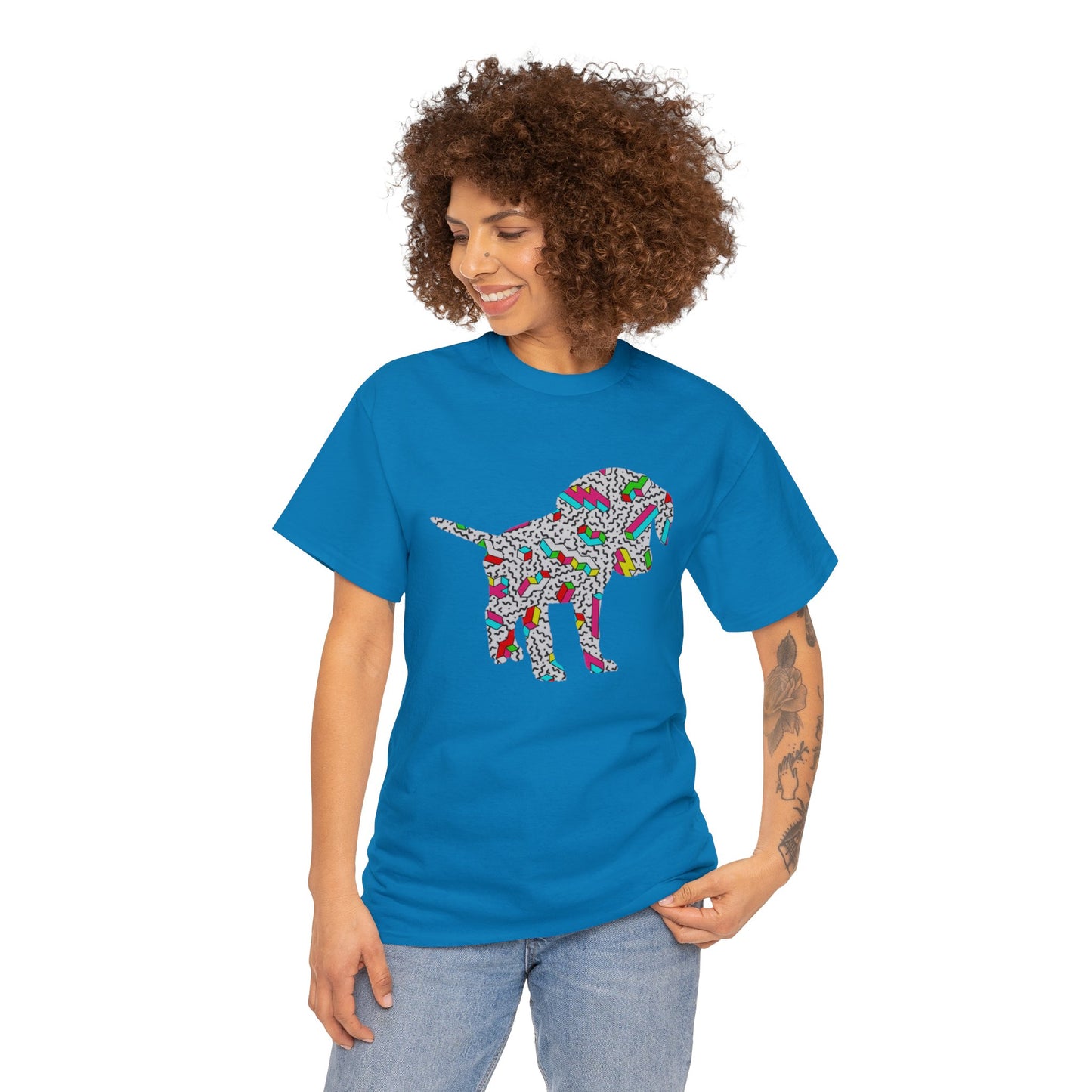 Retro Neon Labrador Retriever Puppy Unisex Cotton Tee