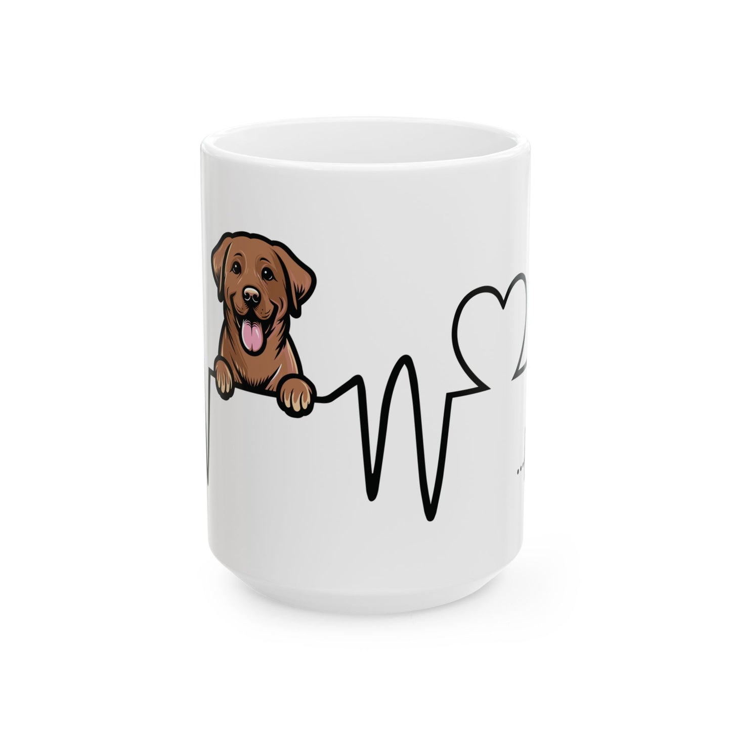 Chocolate Labrador Retriever Forever Heartbeat Ceramic Mug, 11 and 15 oz