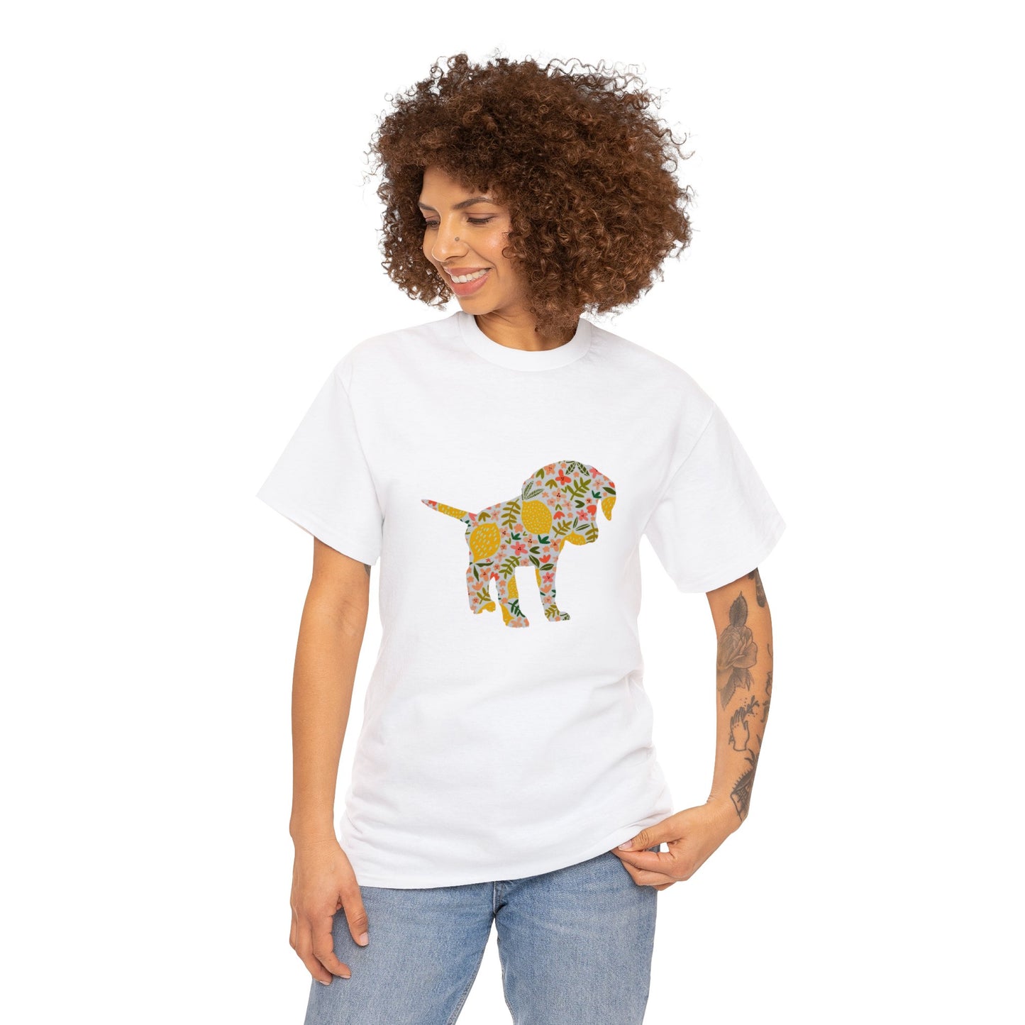 Floral Labrador Retriever Puppy Unisex Cotton Tee