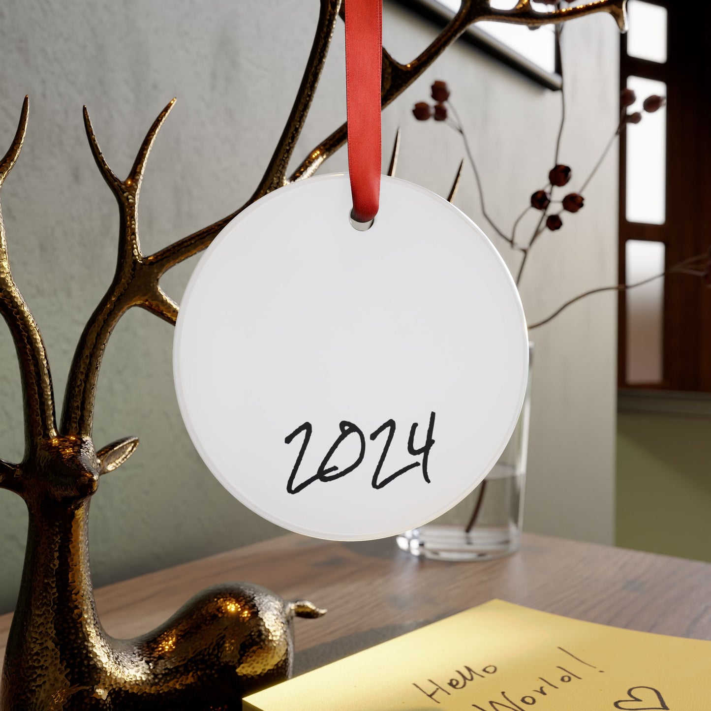 First Fur Christmas Personalized 2024 Acrylic Ornament with Ribbon