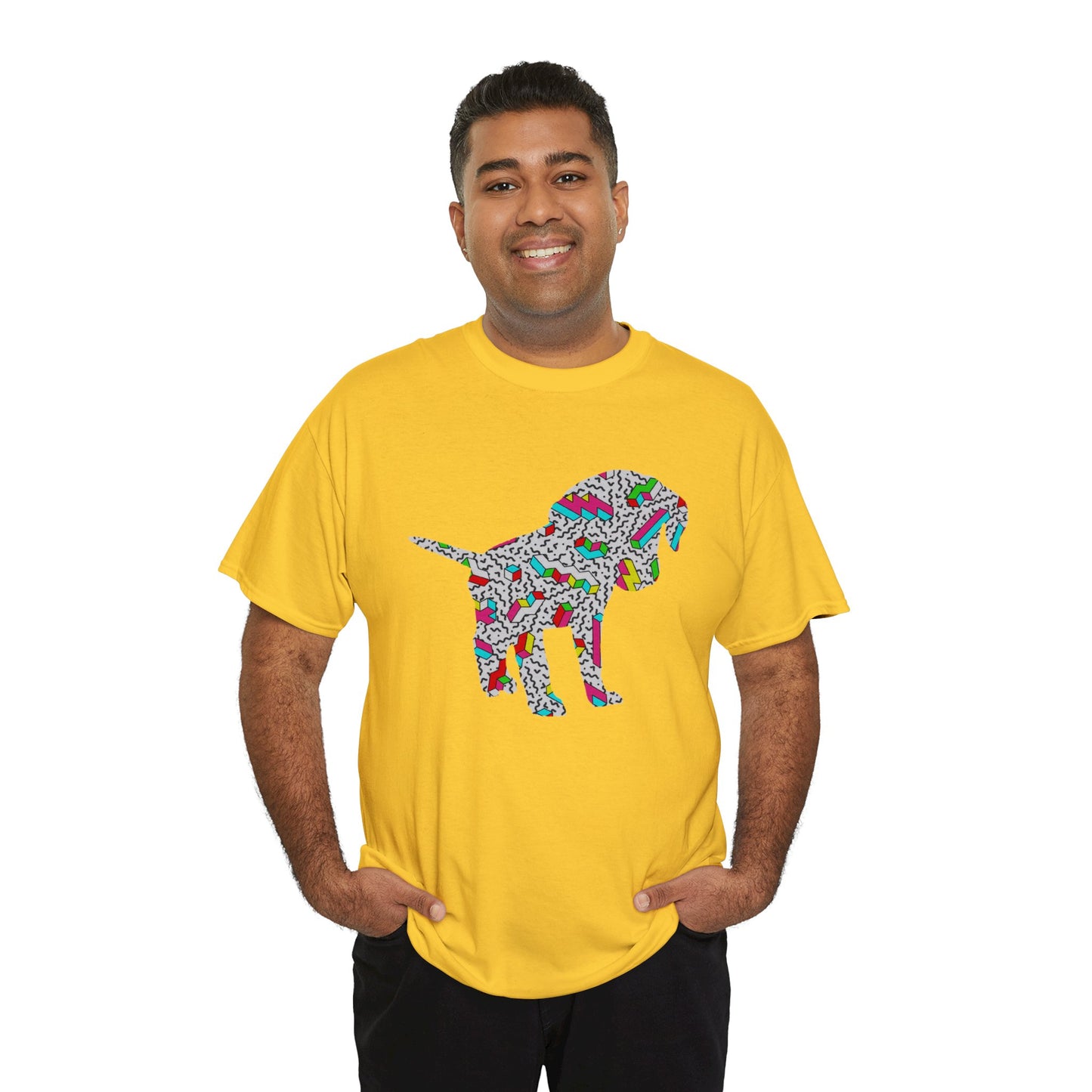Retro Neon Labrador Retriever Puppy Unisex Cotton Tee