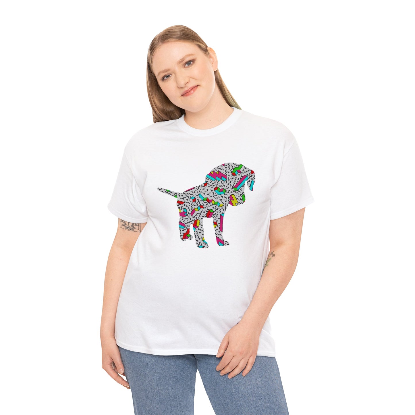 Retro Neon Labrador Retriever Puppy Unisex Cotton Tee
