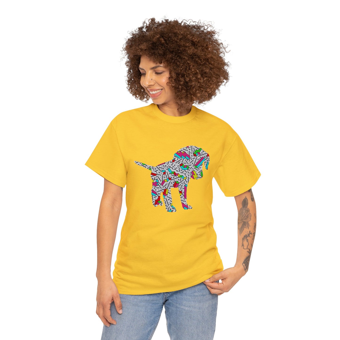Retro Neon Labrador Retriever Puppy Unisex Cotton Tee