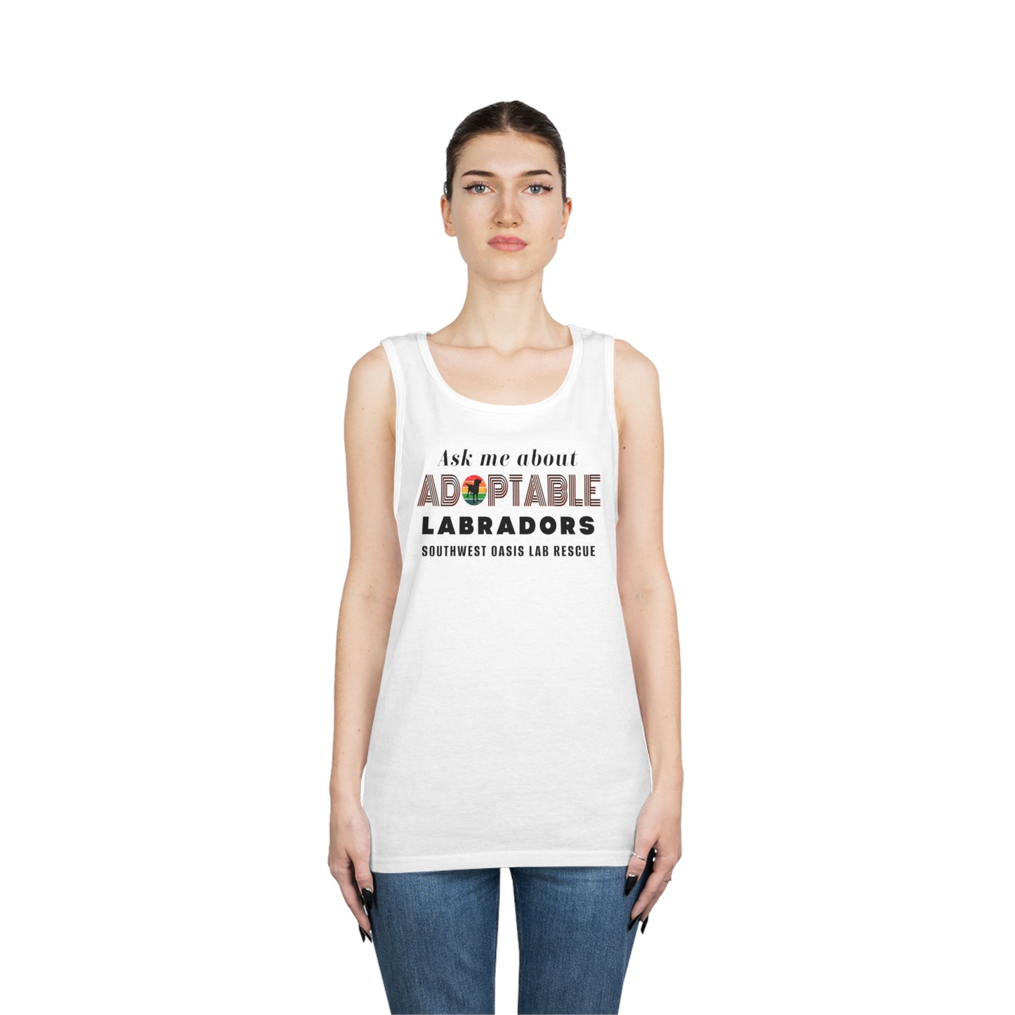 SOLR Ask Me Adoptable Labs Unisex Heavy Cotton Tank Top