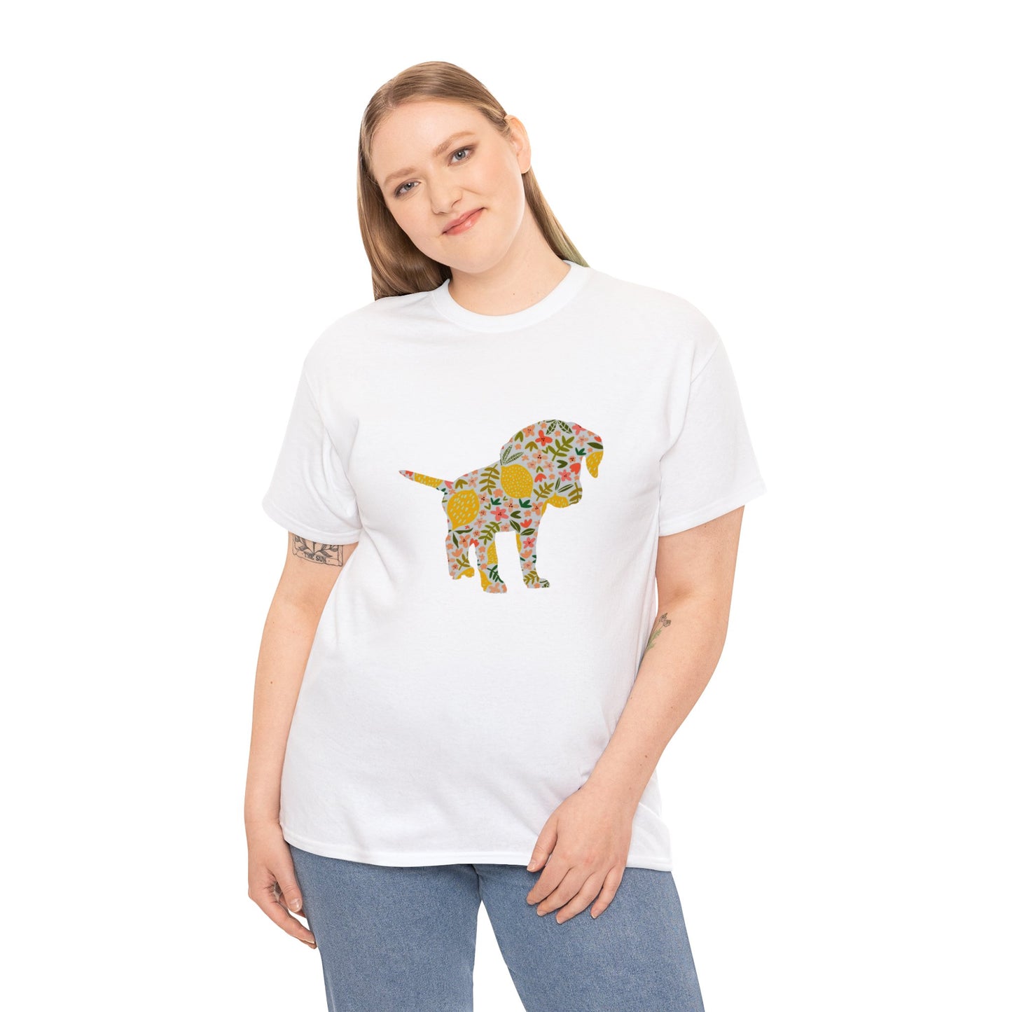 Floral Labrador Retriever Puppy Unisex Cotton Tee