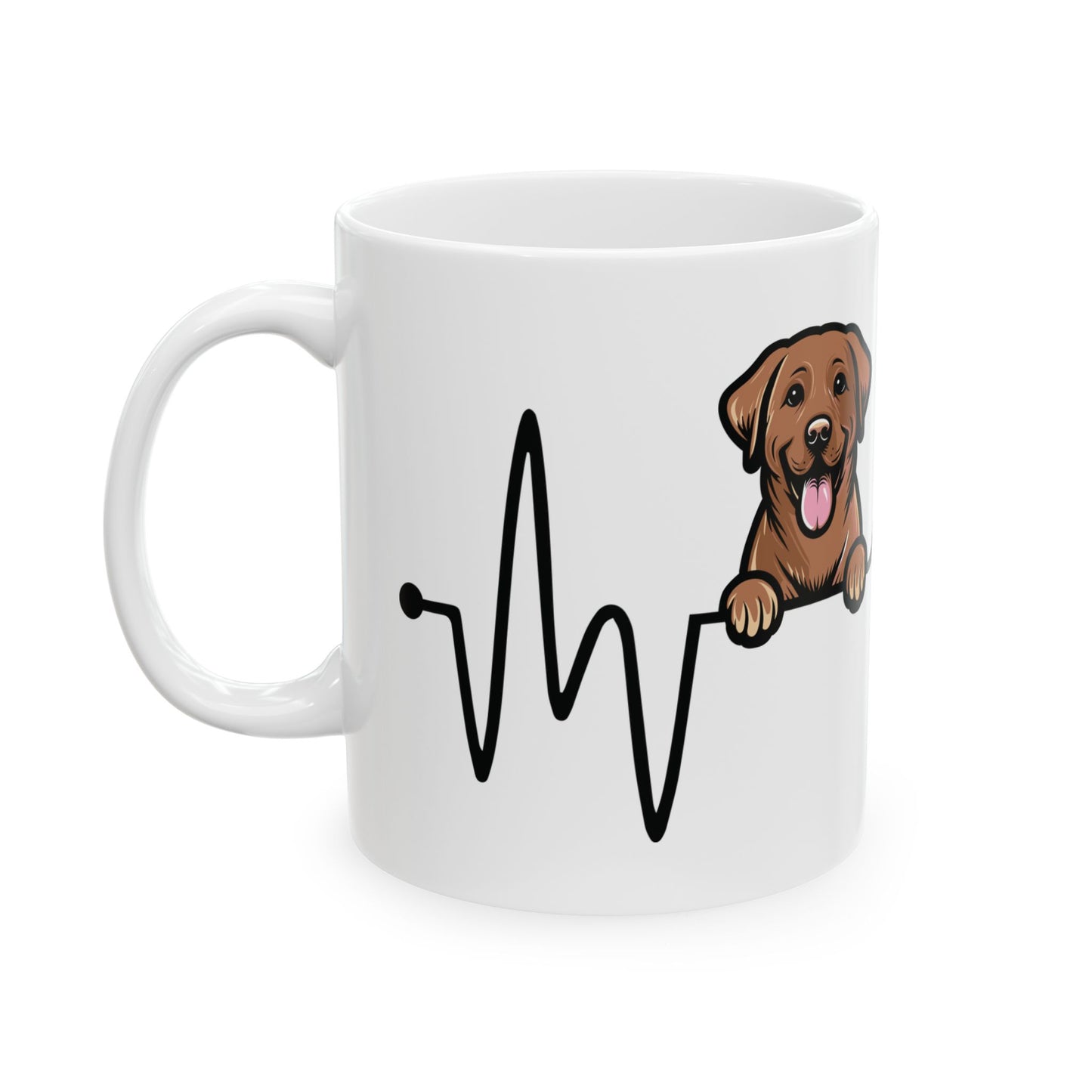 Chocolate Labrador Retriever Forever Heartbeat Ceramic Mug, 11 and 15 oz