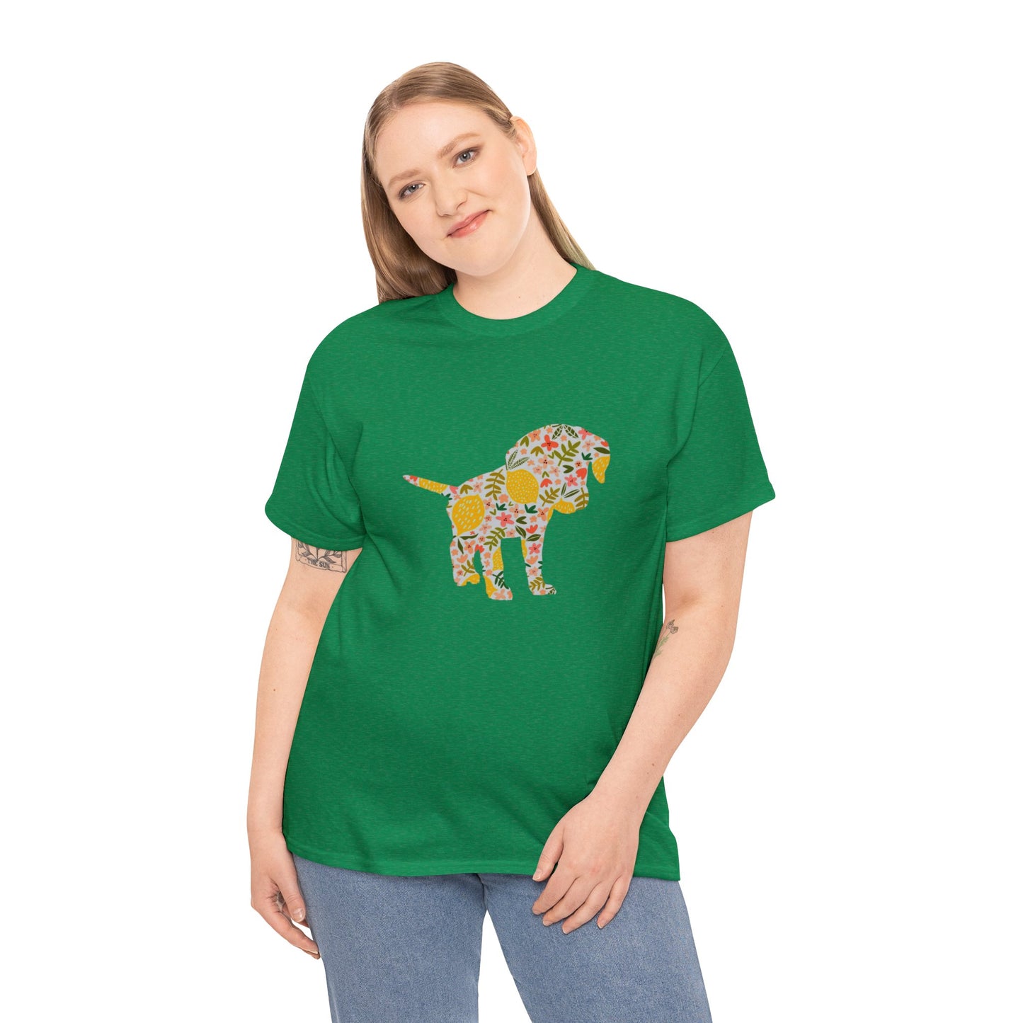 Floral Labrador Retriever Puppy Unisex Cotton Tee