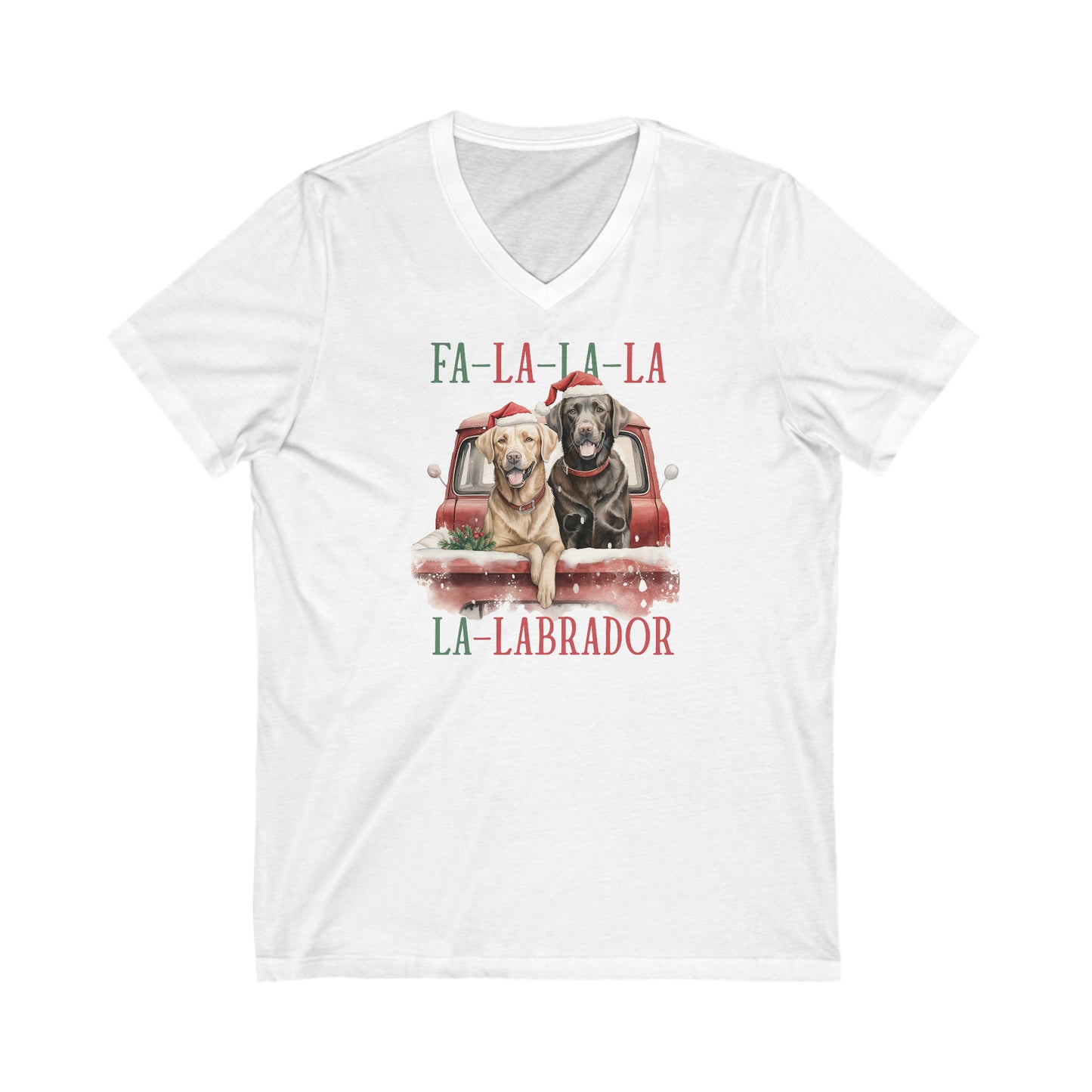 Fa-La-La-La-La-Labrador Holiday Unisex Jersey Short Sleeve V-Neck Tee