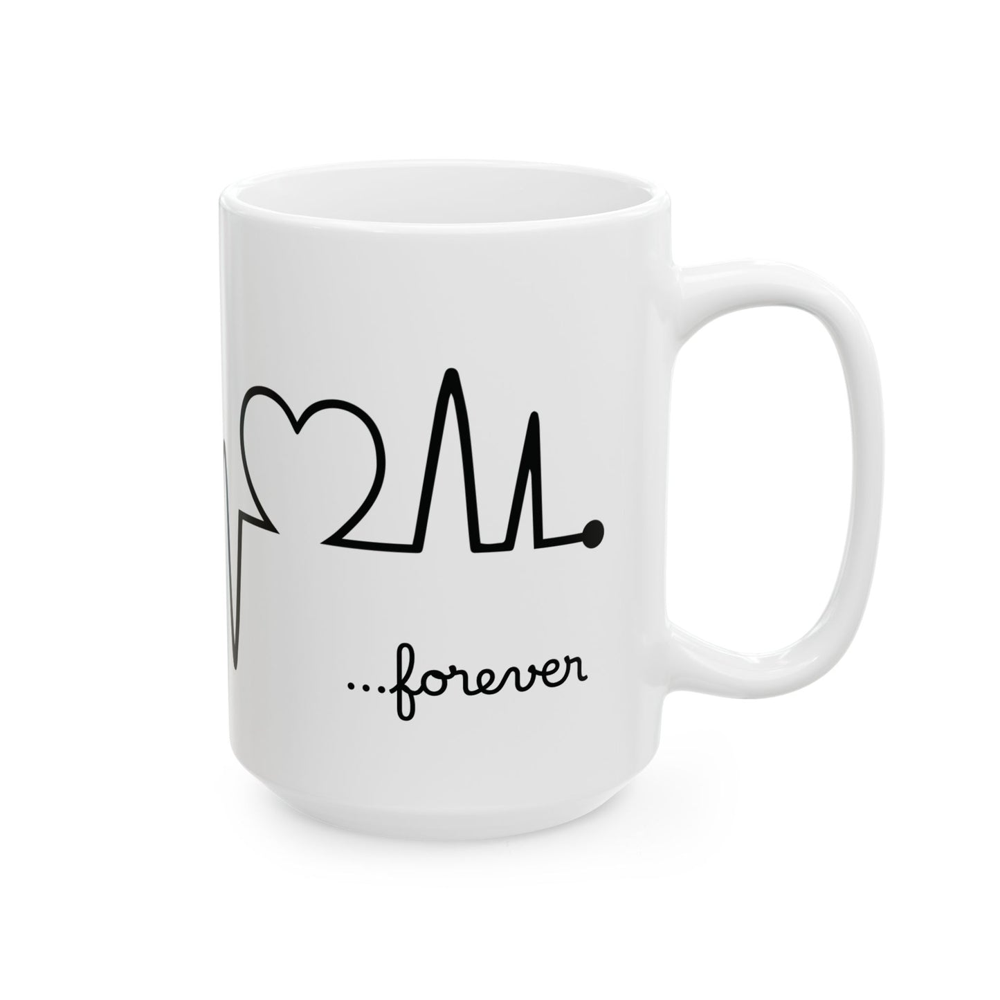 Chocolate Labrador Retriever Forever Heartbeat Ceramic Mug, 11 and 15 oz