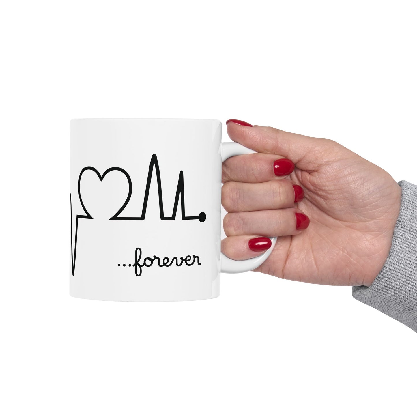 Chocolate Labrador Retriever Forever Heartbeat Ceramic Mug, 11 and 15 oz