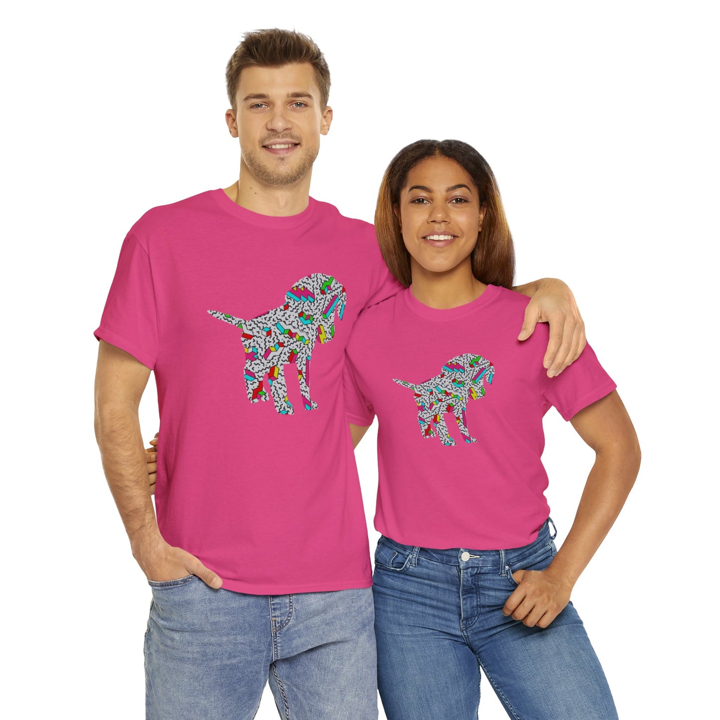 Retro Neon Labrador Retriever Puppy Unisex Cotton Tee