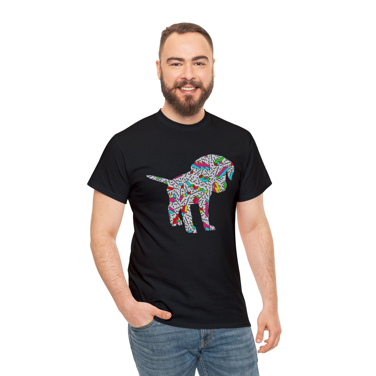 Retro Neon Labrador Retriever Puppy Unisex Cotton Tee
