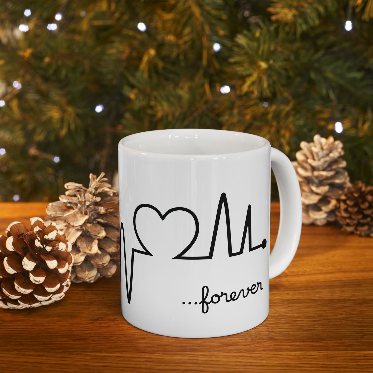Chocolate Labrador Retriever Forever Heartbeat Ceramic Mug, 11 and 15 oz