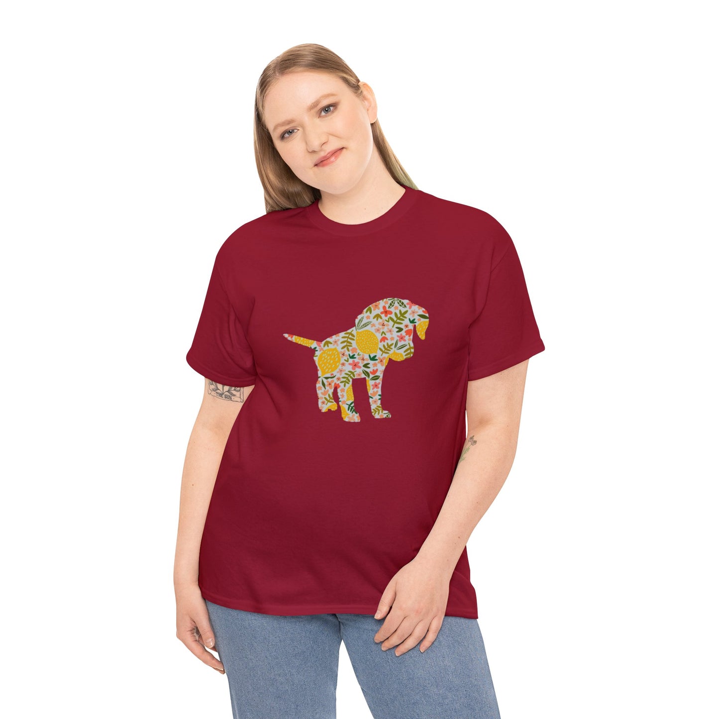Floral Labrador Retriever Puppy Unisex Cotton Tee