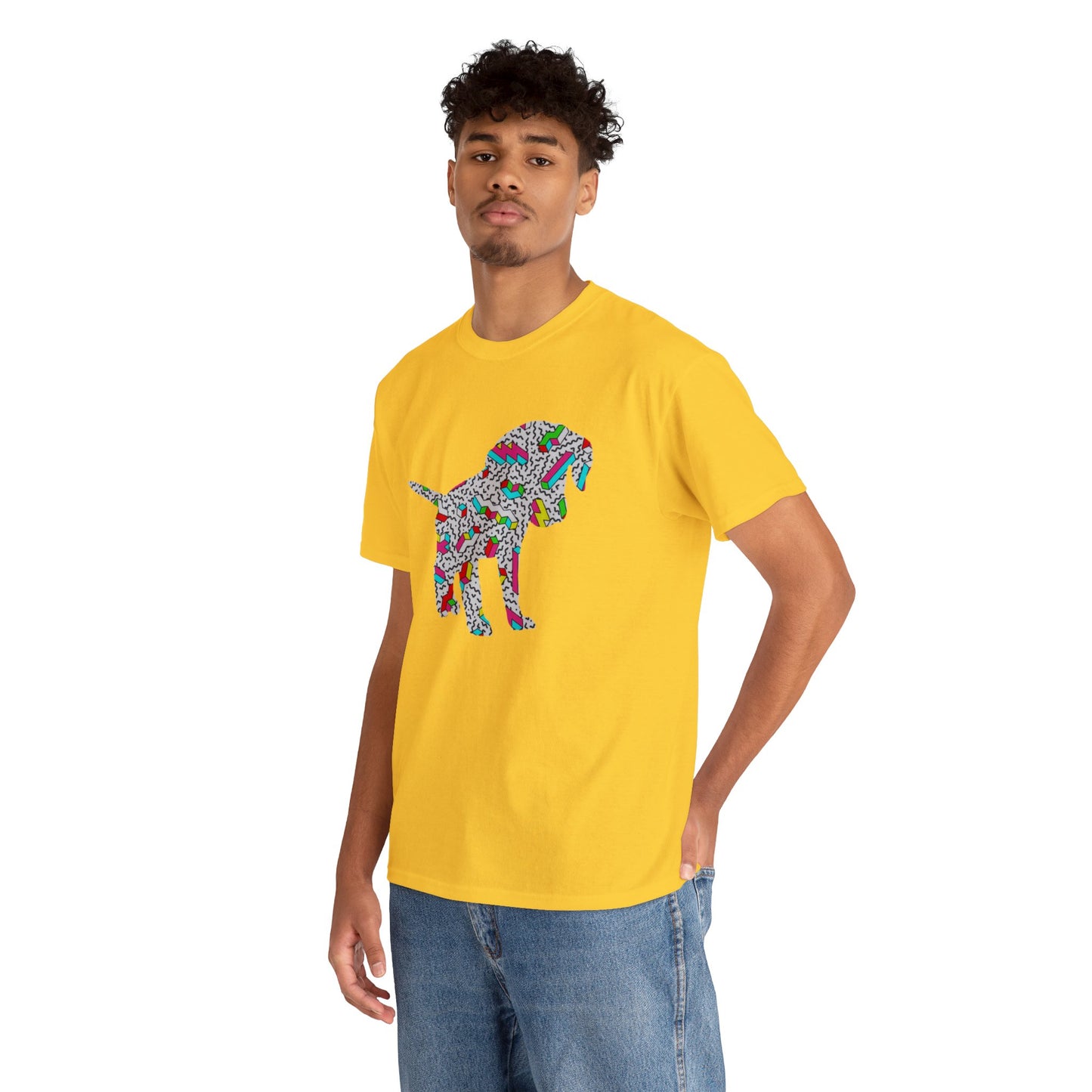 Retro Neon Labrador Retriever Puppy Unisex Cotton Tee