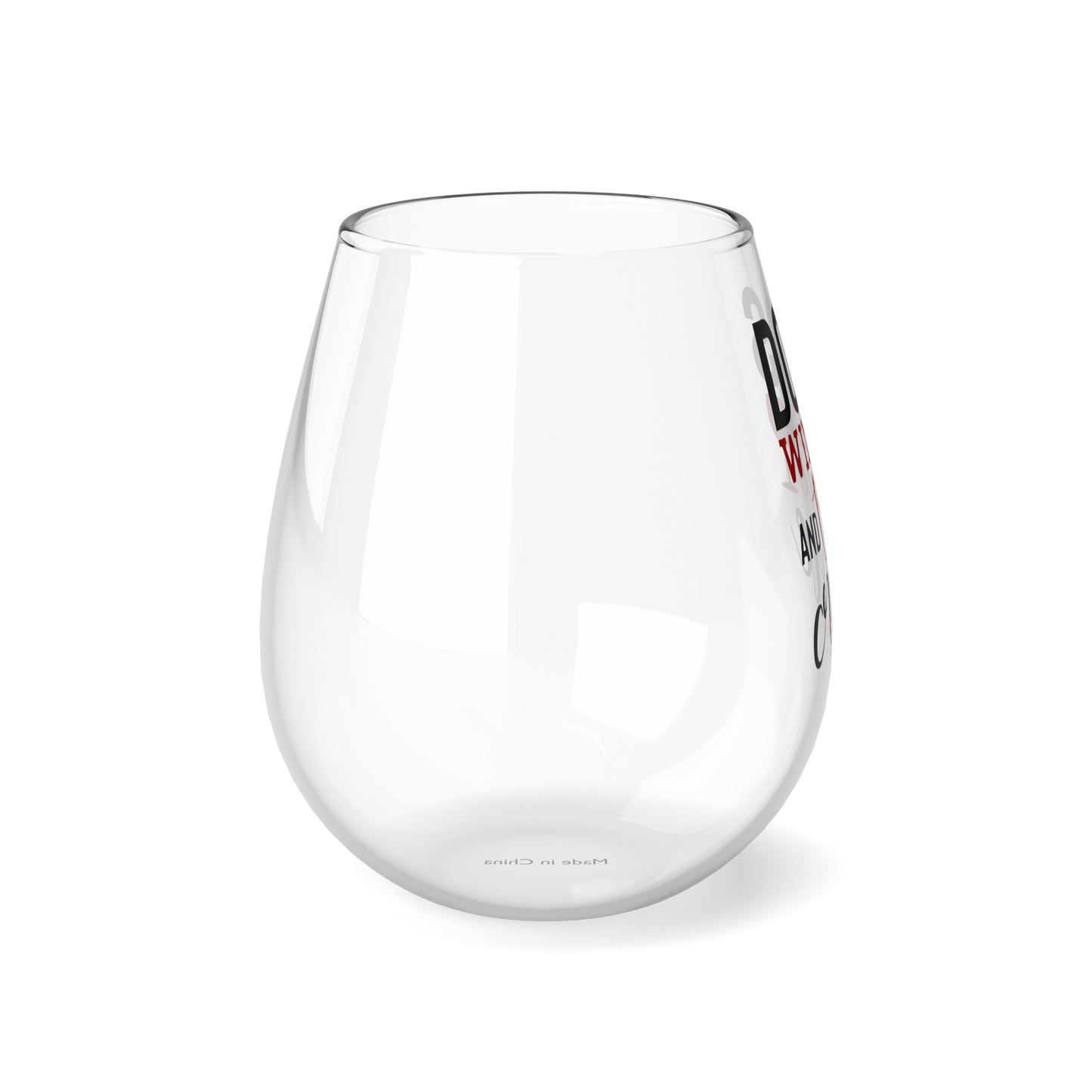 Dogs Wine and True Crime Stemless Wine Glass