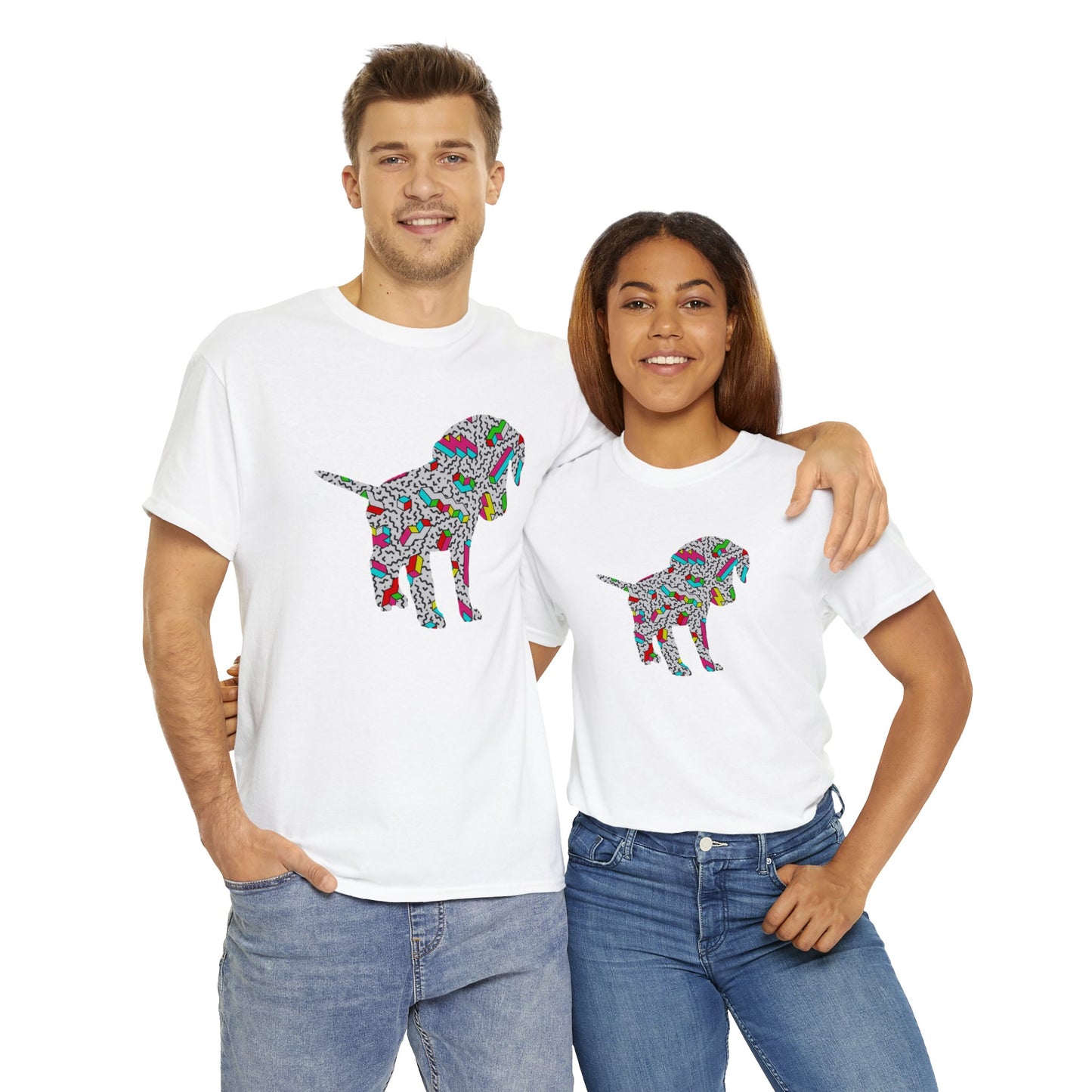 Retro Neon Labrador Retriever Puppy Unisex Cotton Tee