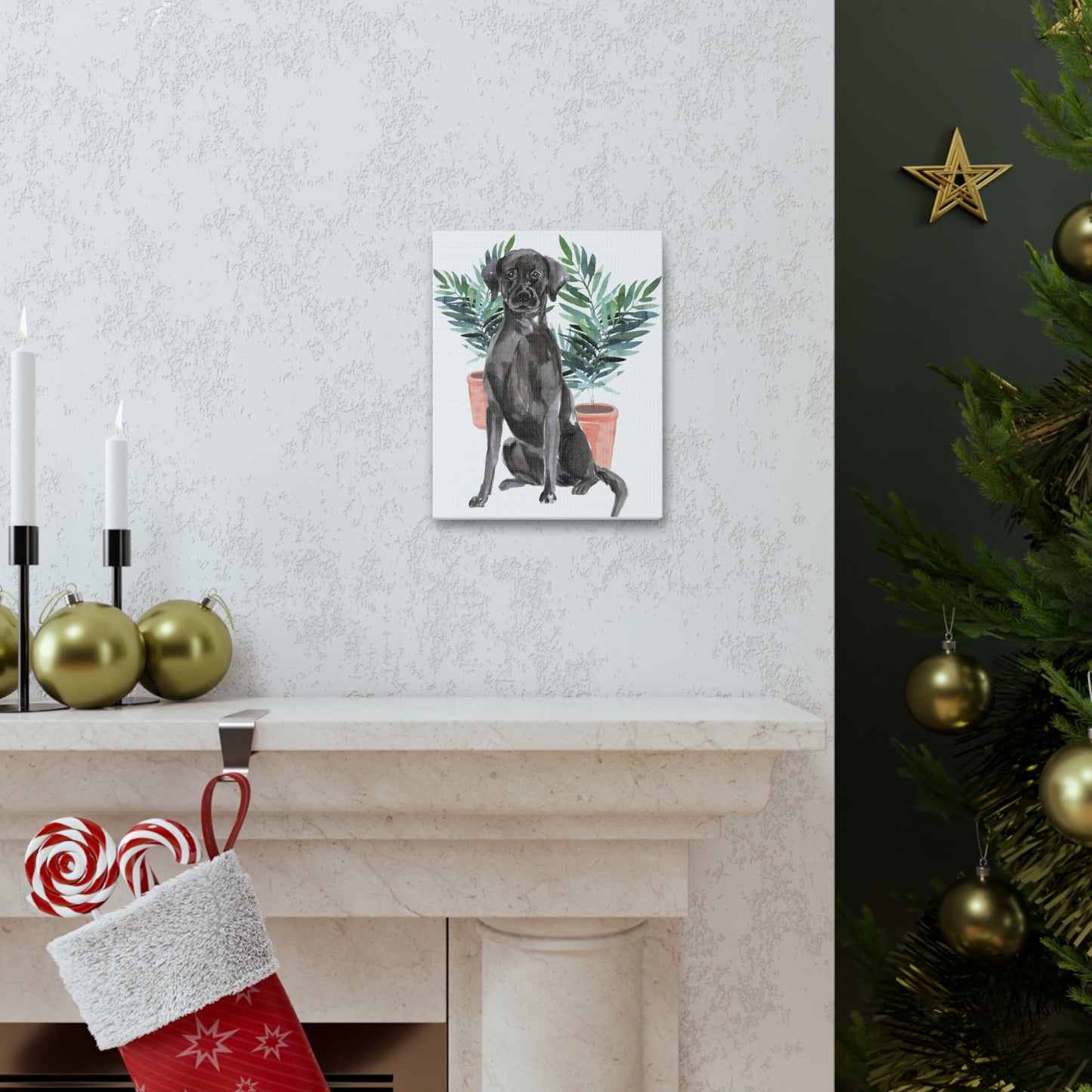 Black Labrador Watercolor Canvas Gallery Wraps