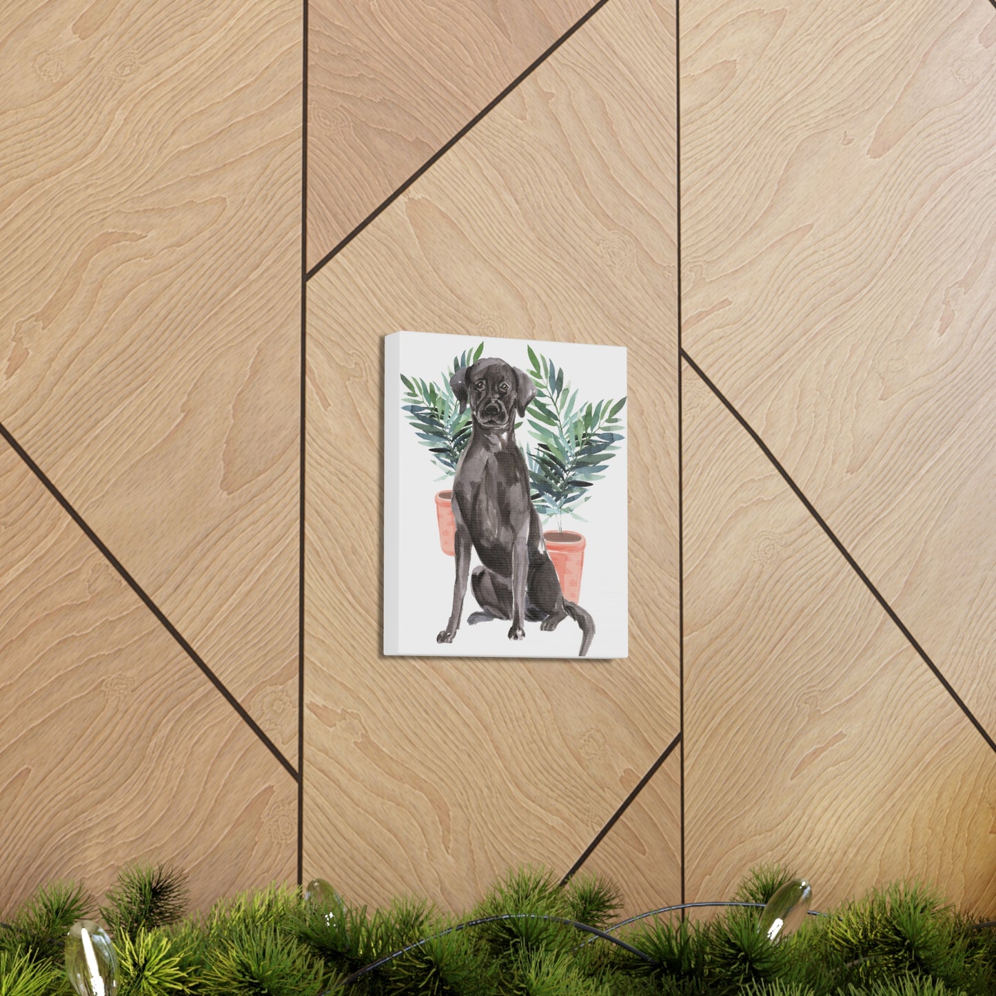 Black Labrador Watercolor Canvas Gallery Wraps