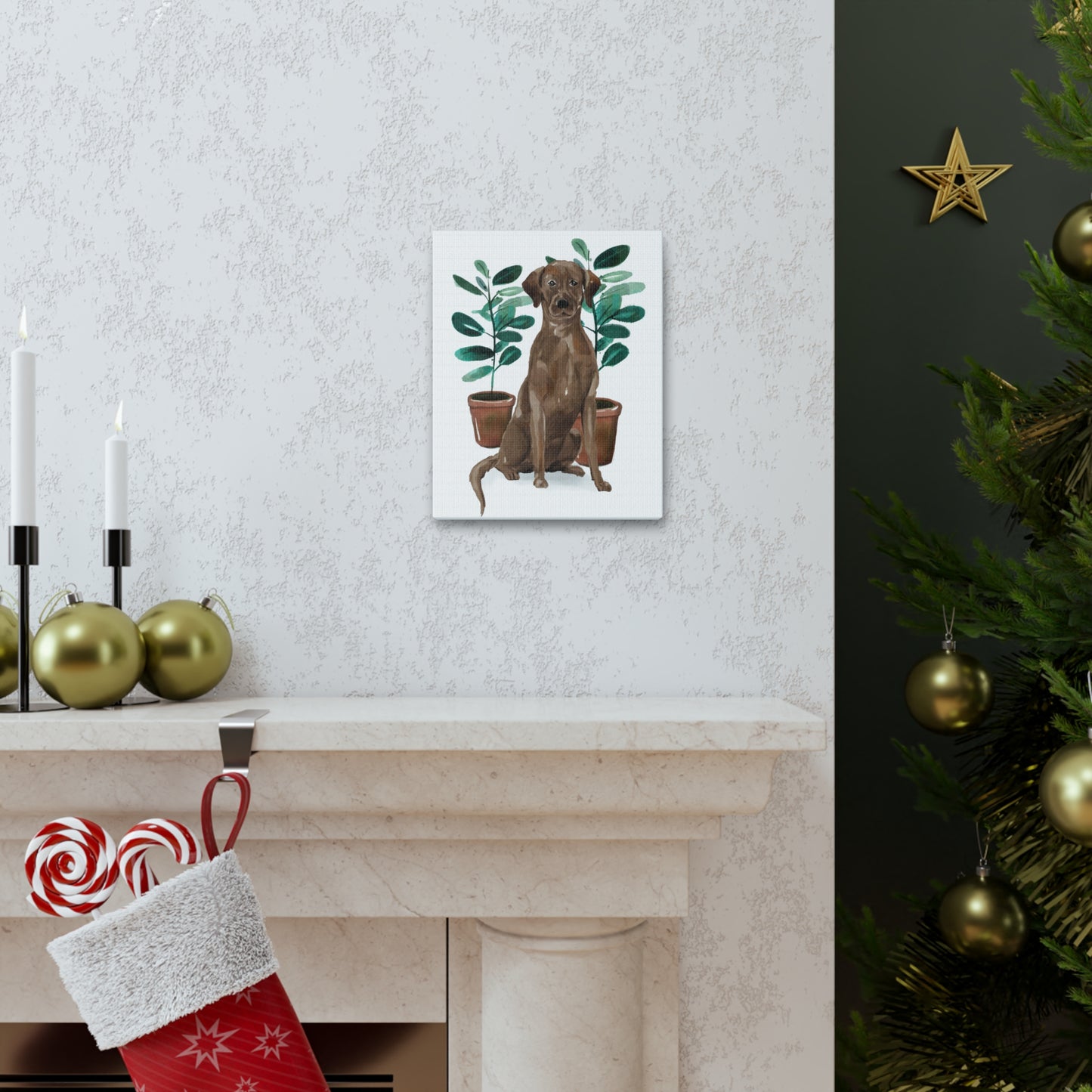 Chocolate Labrador Watercolor Canvas Gallery Wraps