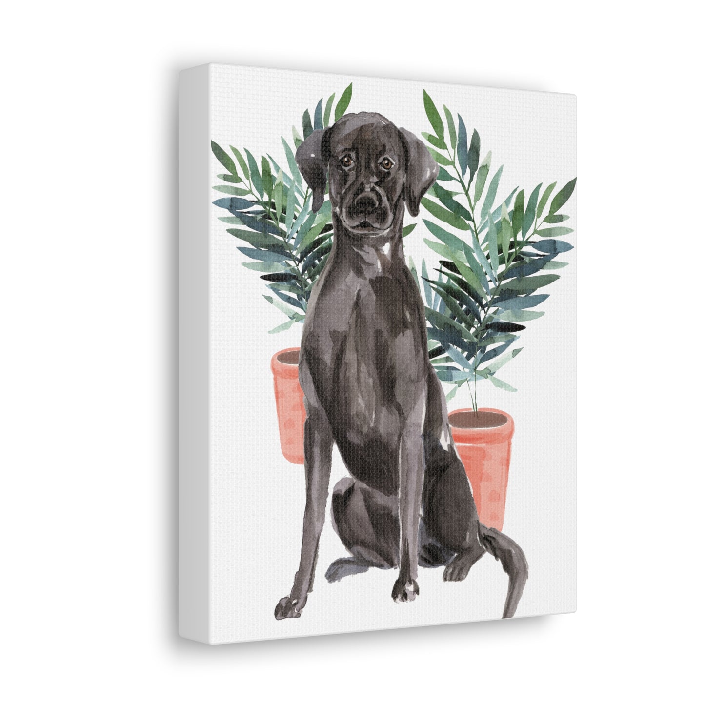 Black Labrador Watercolor Canvas Gallery Wraps