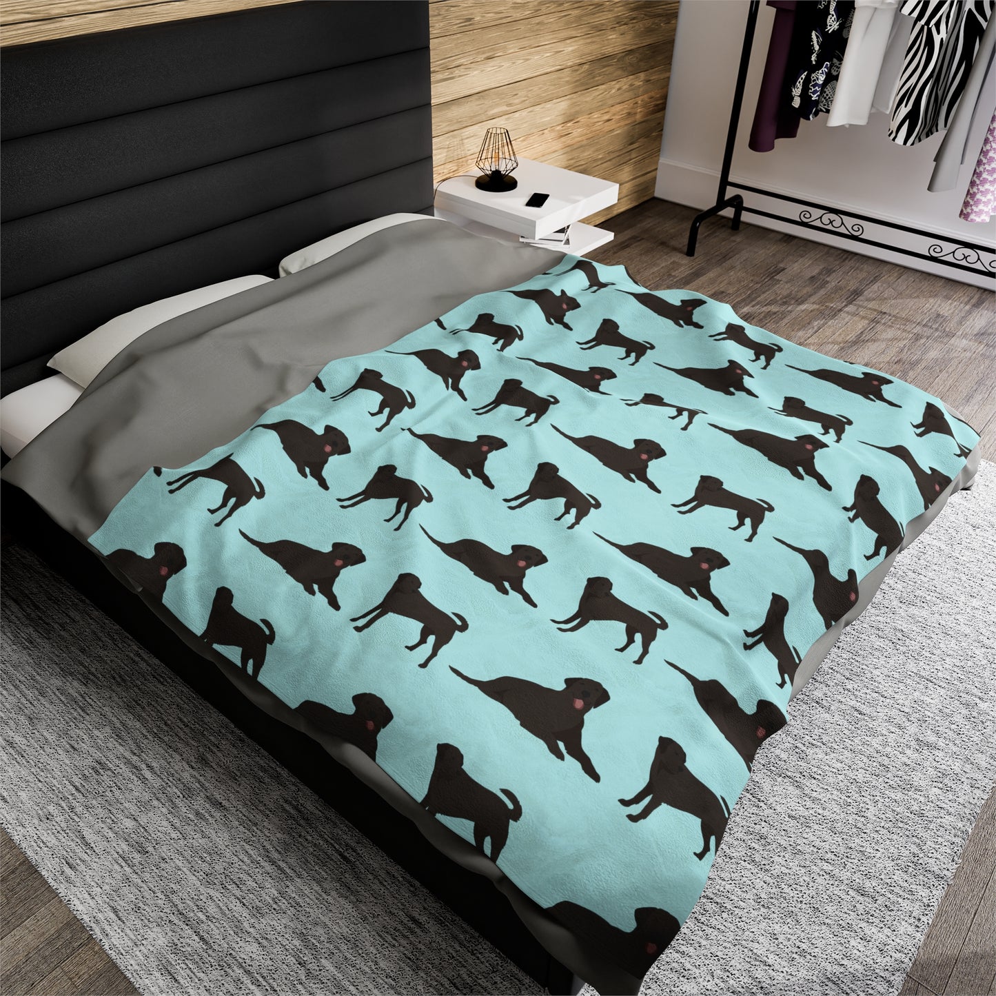 Black Labrador Retriever Velveteen Plush Blanket