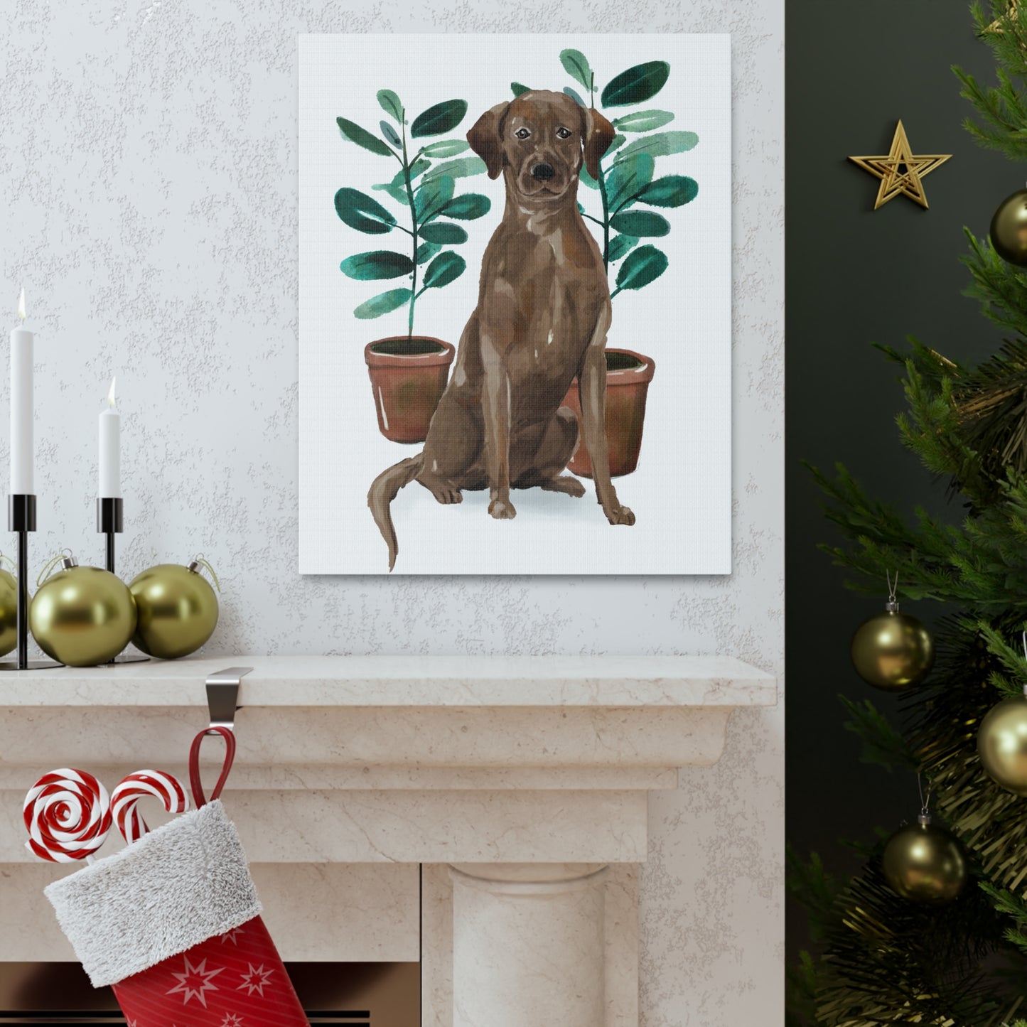 Chocolate Labrador Watercolor Canvas Gallery Wraps