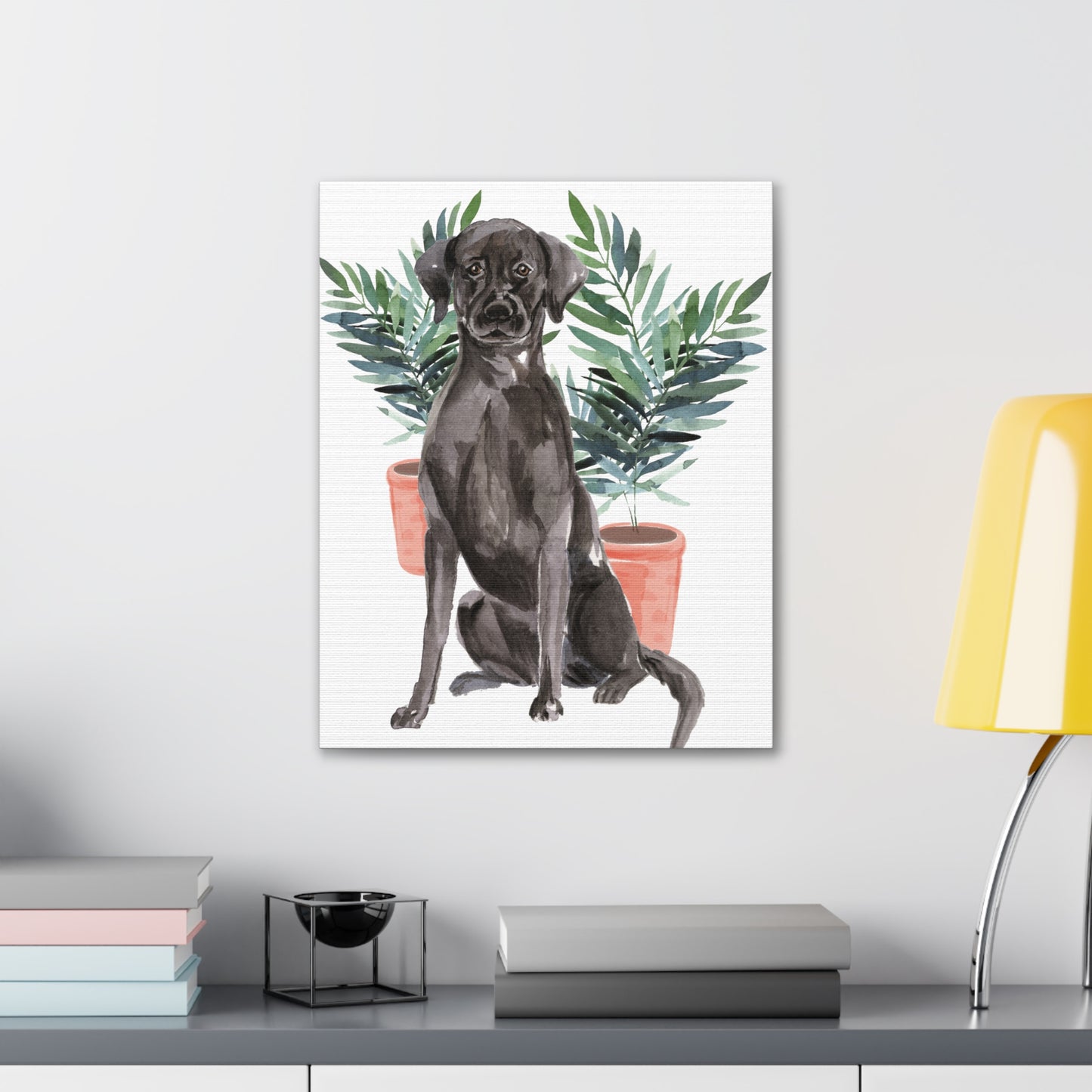 Black Labrador Watercolor Canvas Gallery Wraps