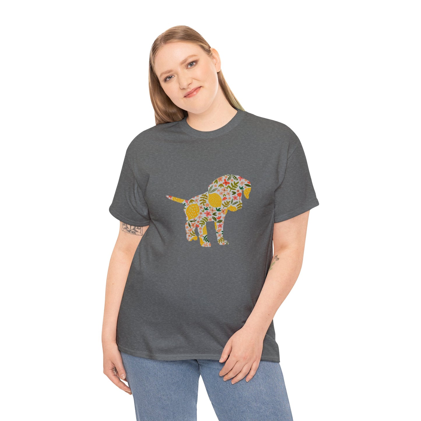 Floral Labrador Retriever Puppy Unisex Cotton Tee