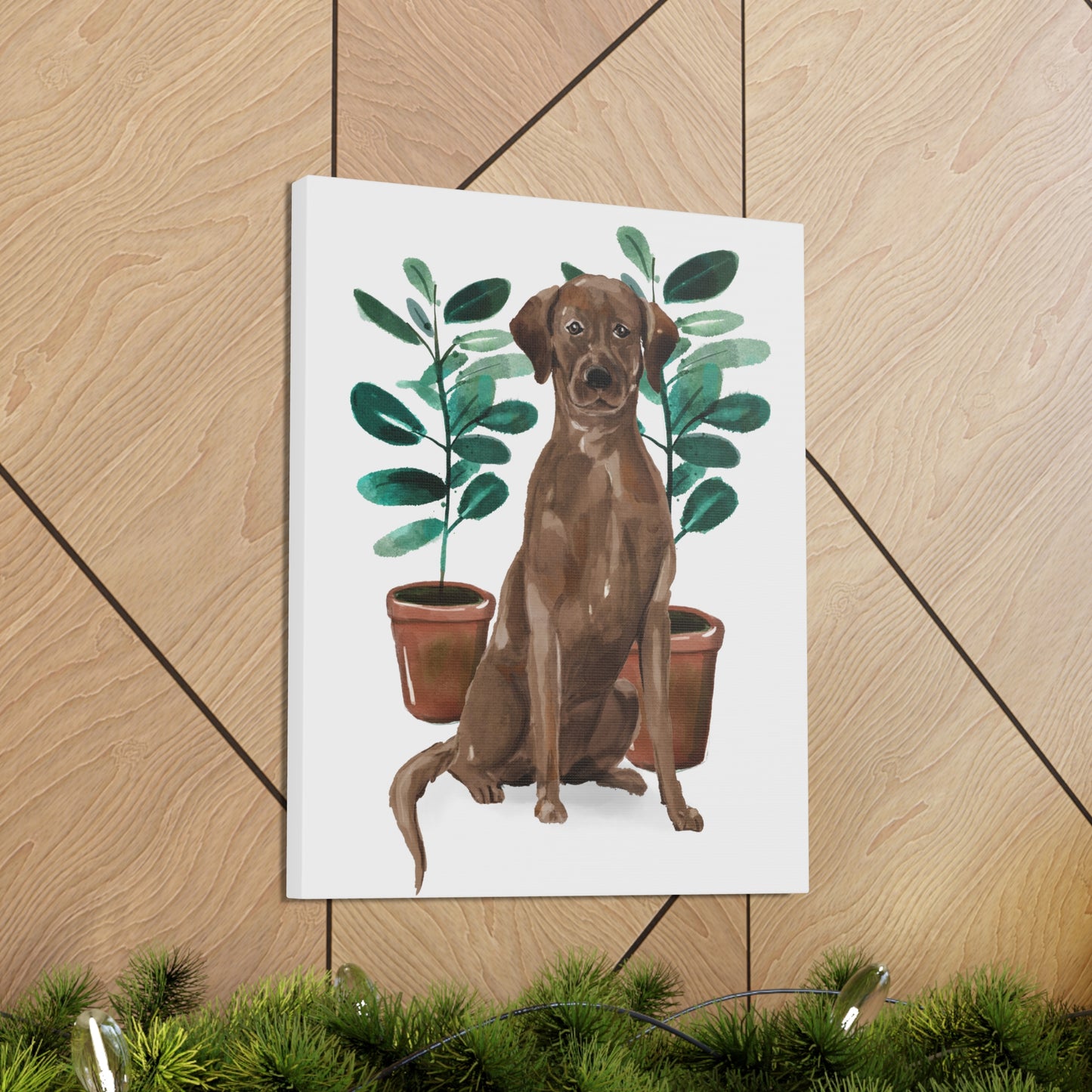 Chocolate Labrador Watercolor Canvas Gallery Wraps