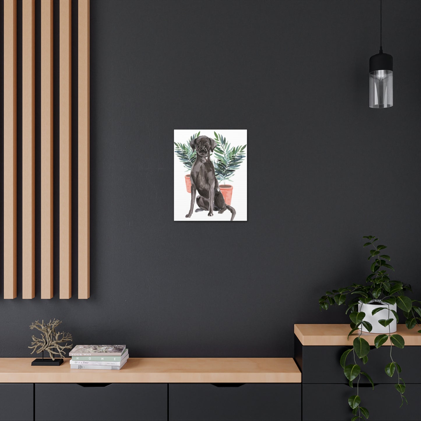 Black Labrador Watercolor Canvas Gallery Wraps