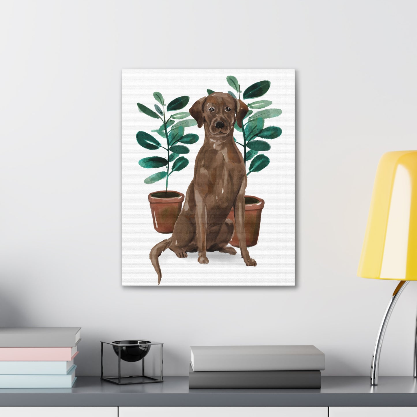 Chocolate Labrador Watercolor Canvas Gallery Wraps