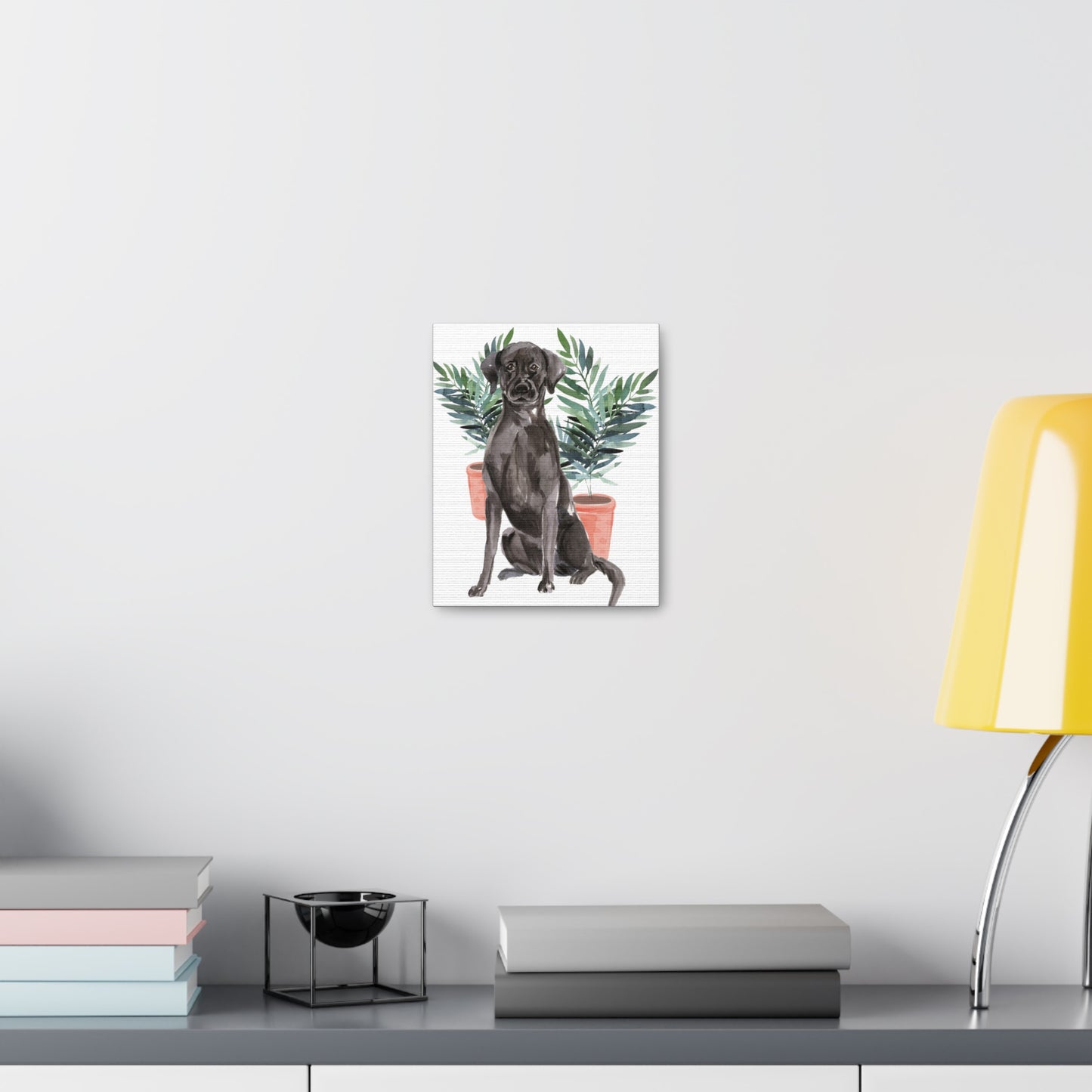 Black Labrador Watercolor Canvas Gallery Wraps